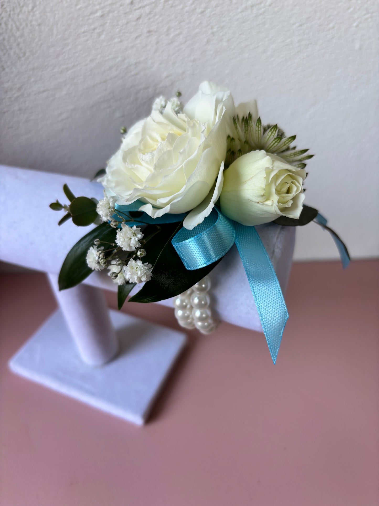 Fresh Flower Corsage Light Blue