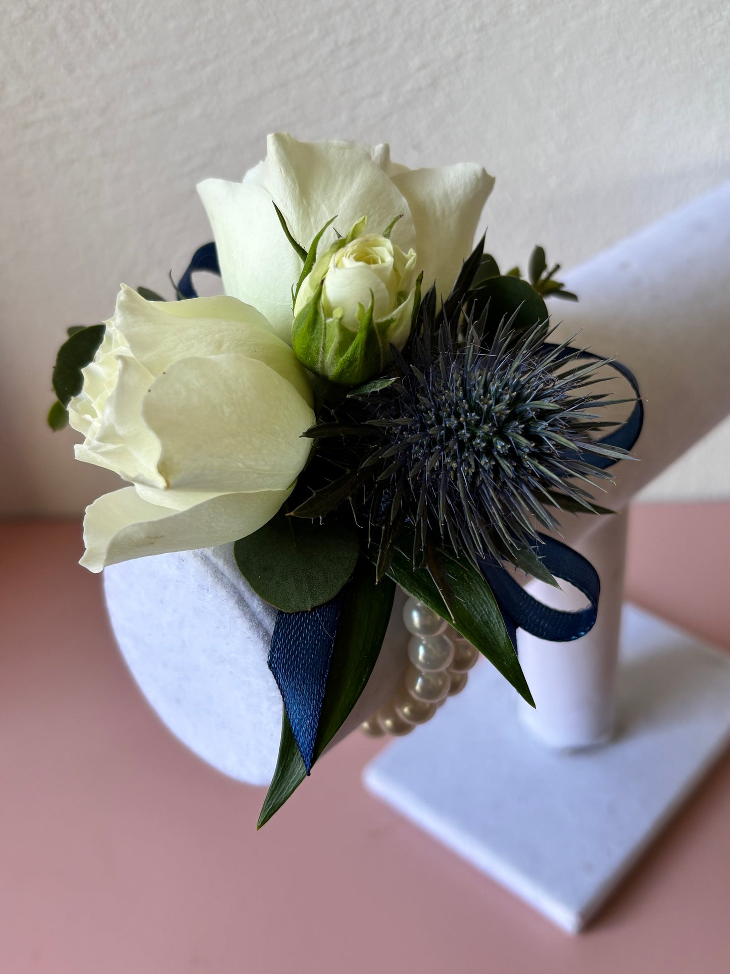 Fresh Flower Corsage Blue Thistle