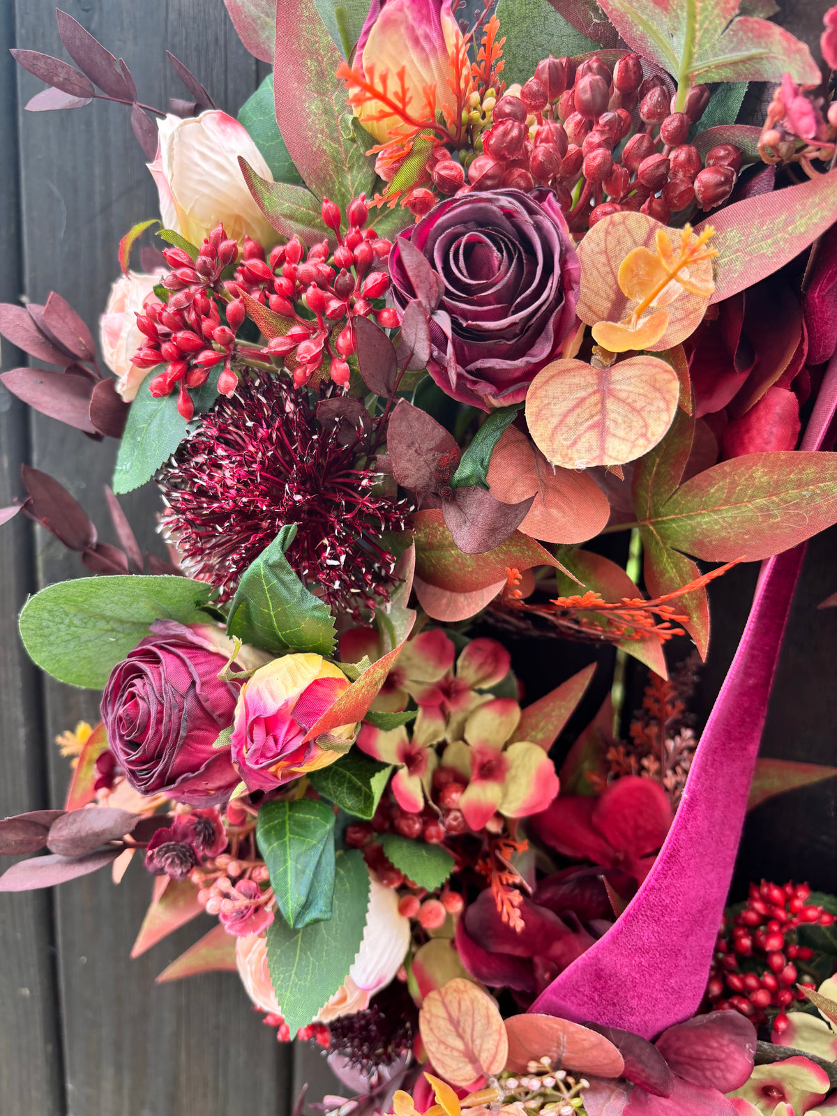 Autumn Burgundy Bloom Wreath