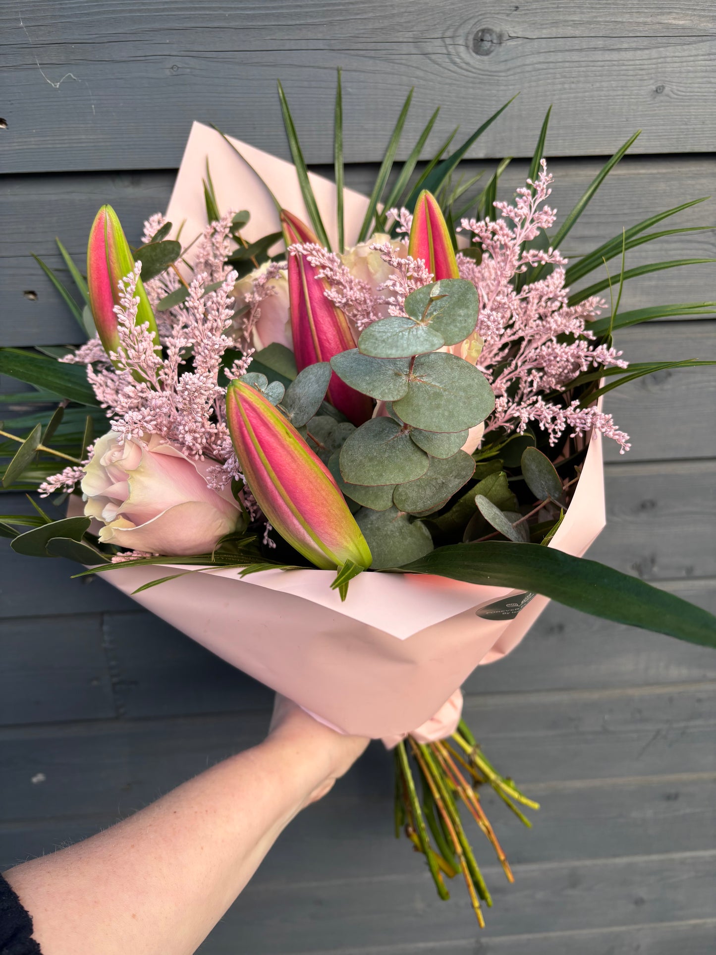 Pink Lilies & Solidago