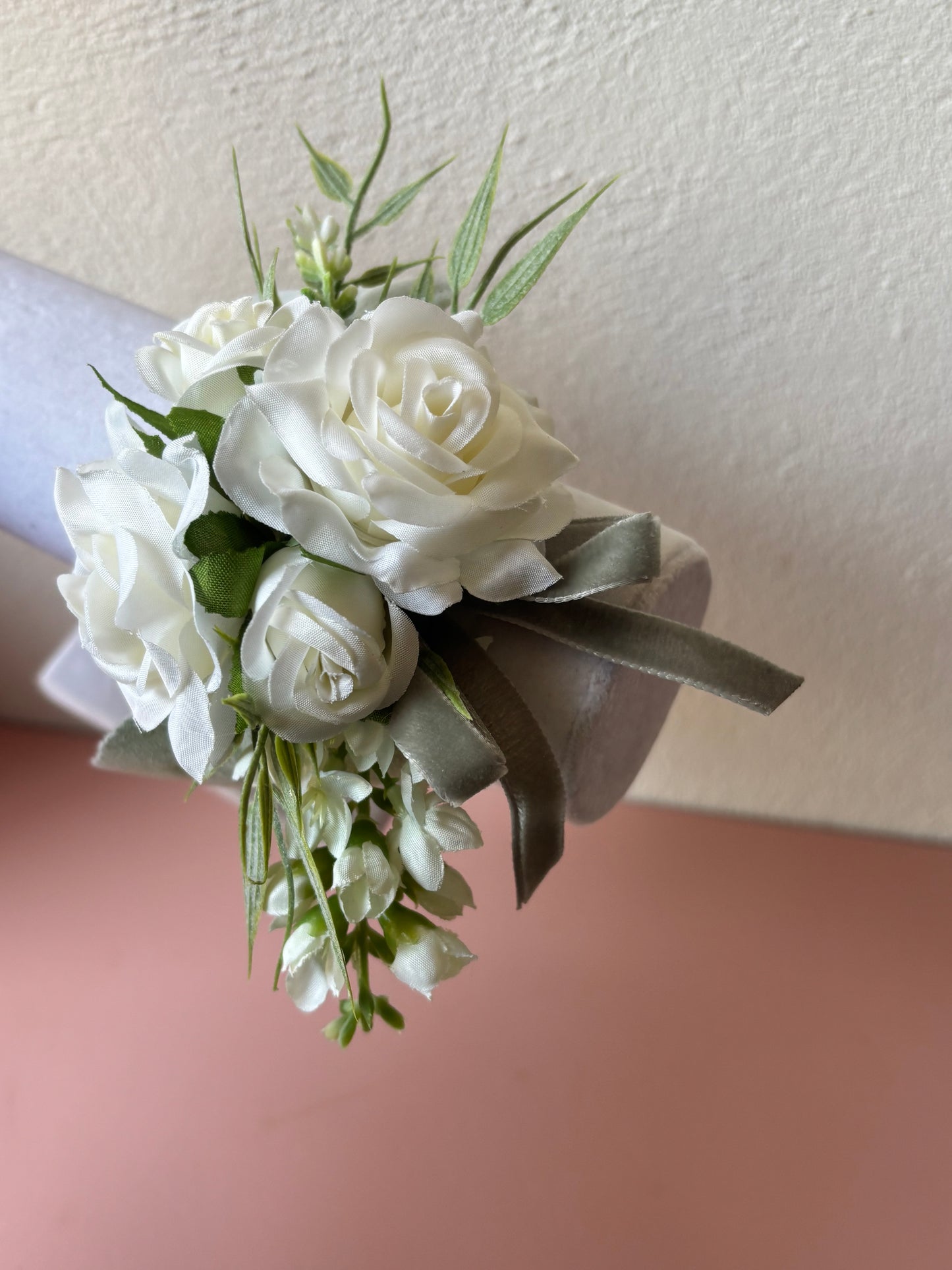 Faux Flower Corsage Mint Green