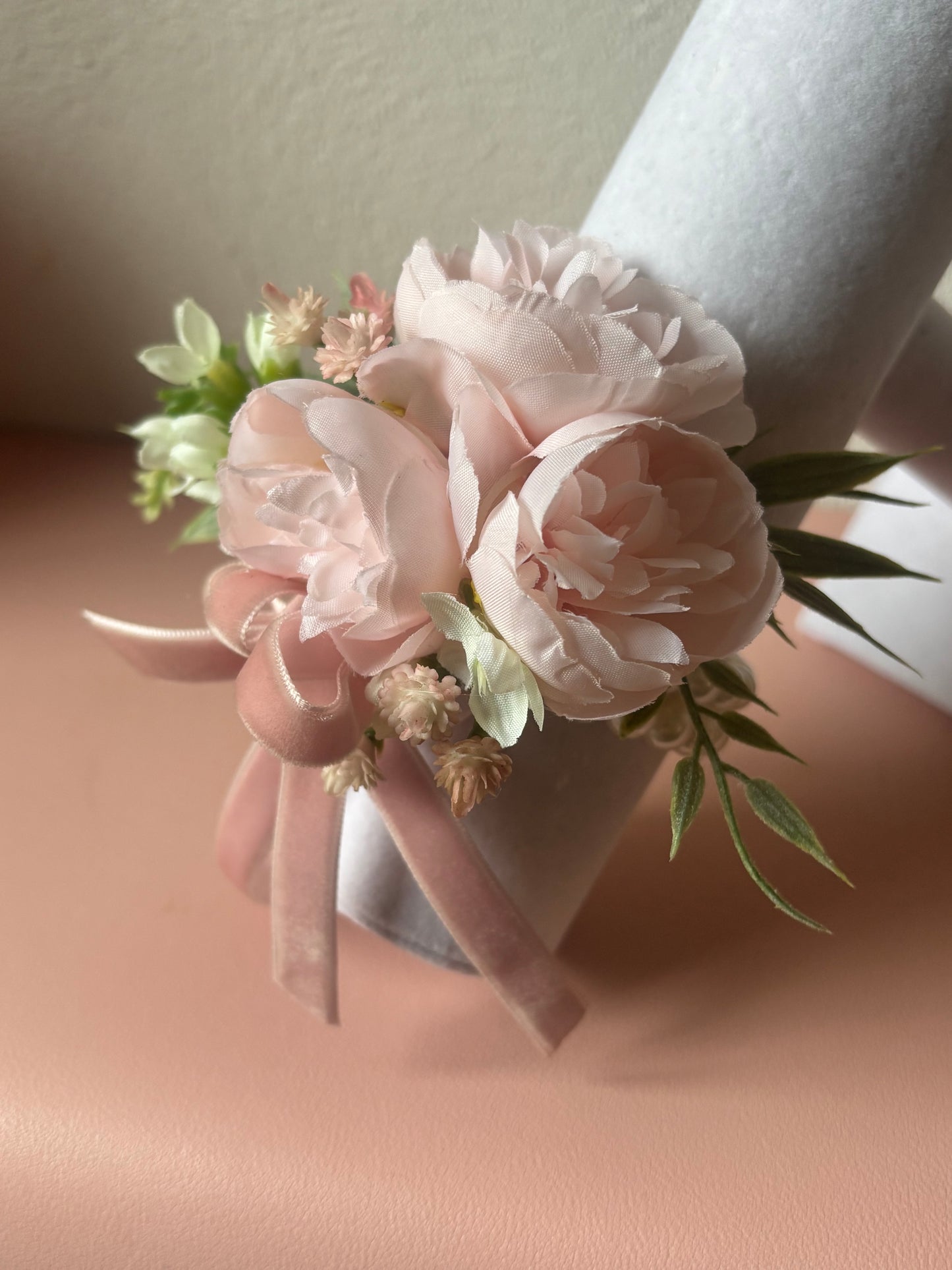 Faux Flower Corsage Pink