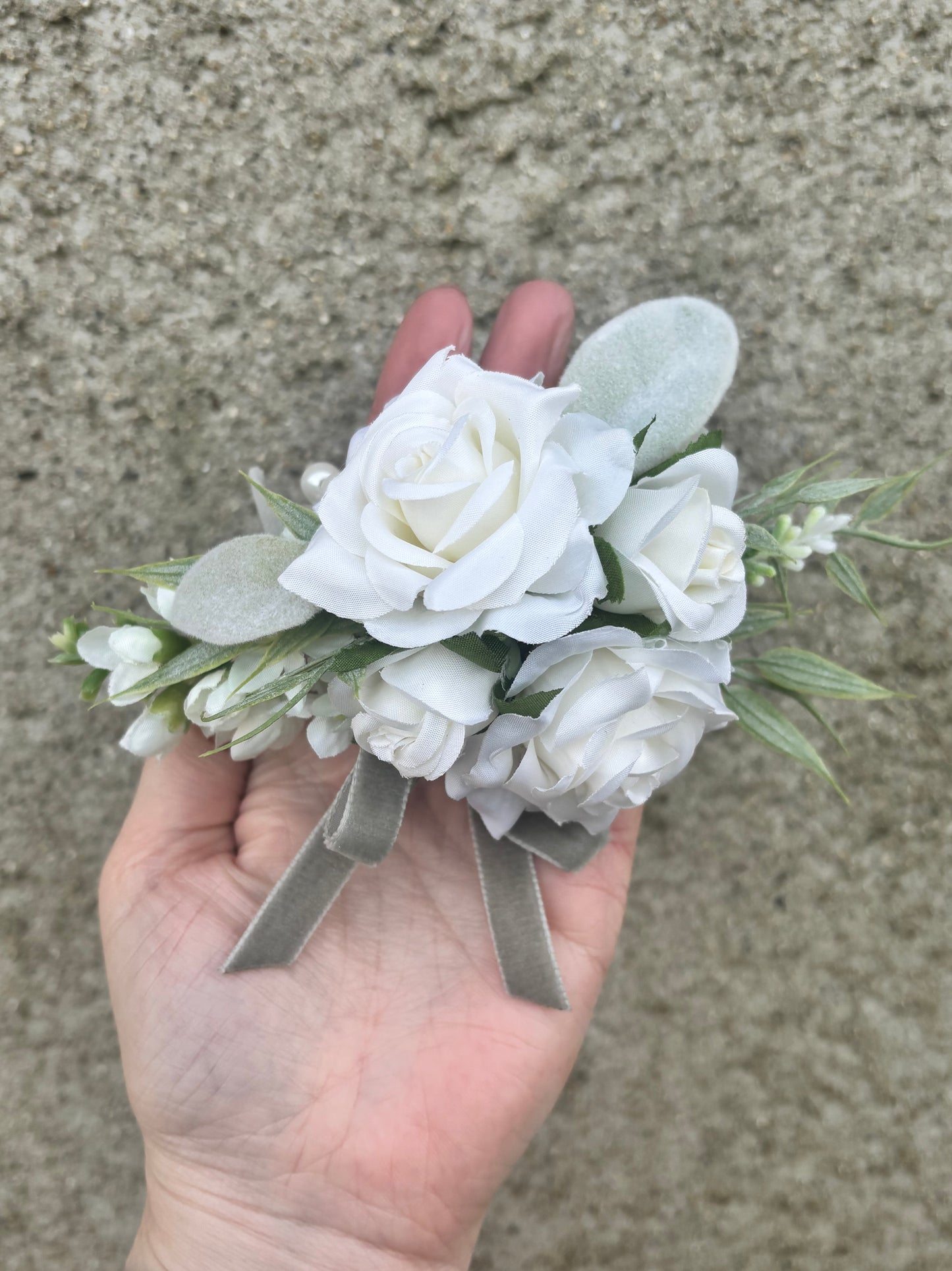 Faux Flower Corsage Mint Green