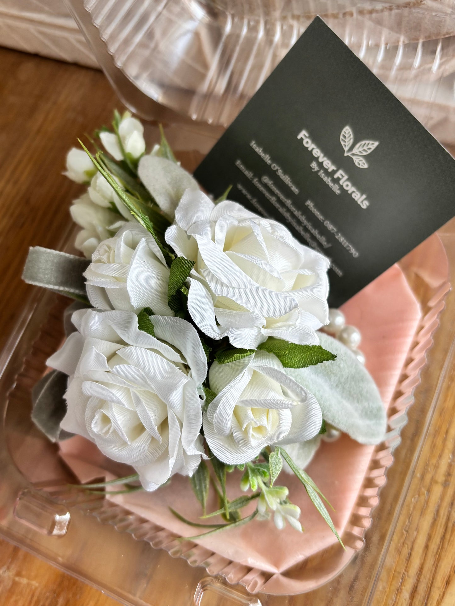 Faux Flower Corsage Mint Green