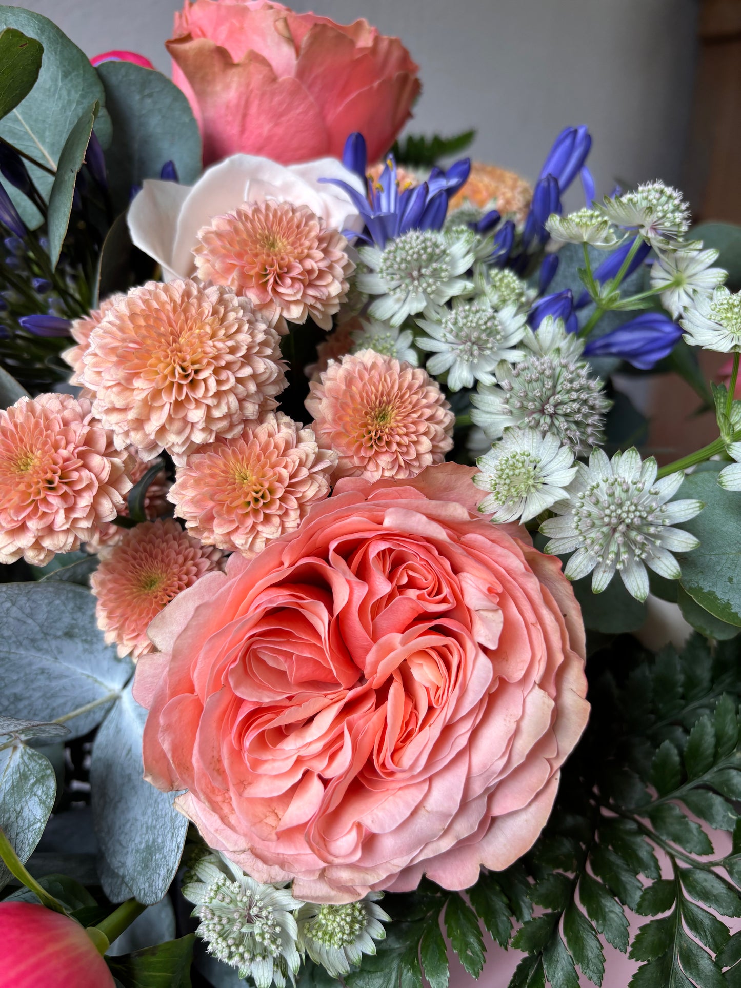 Coral & Blue Bouquet