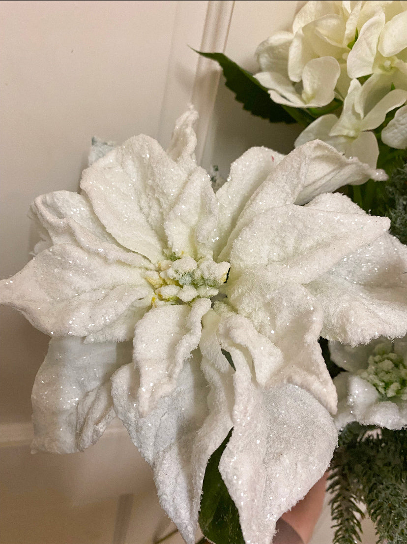 Frosted White Poinsettia flower stem