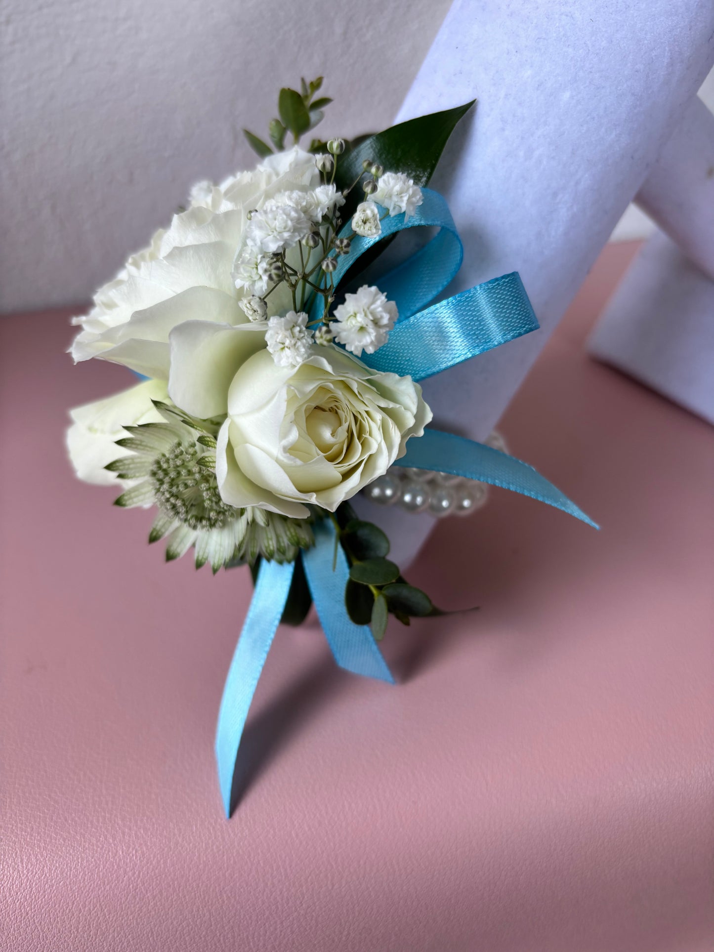 Fresh Flower Corsage Light Blue