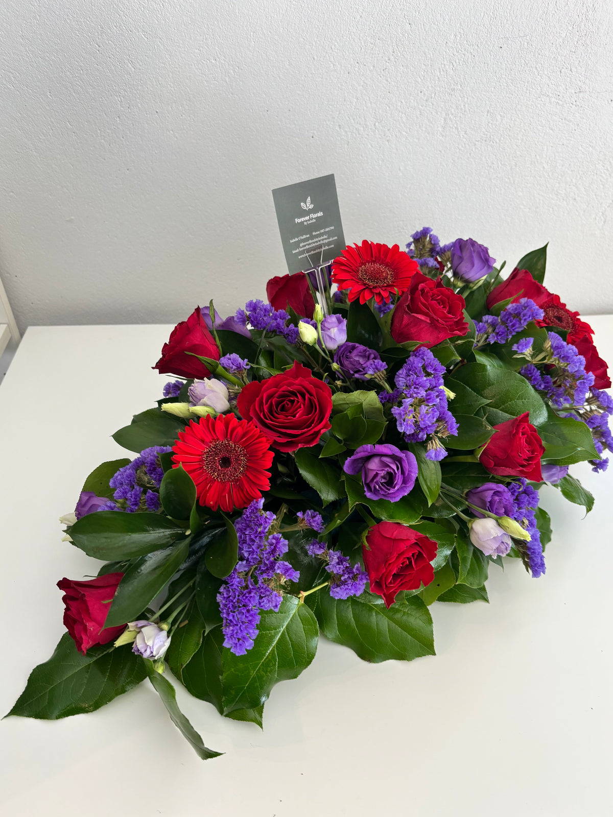 Funeral Spray Red & Purple