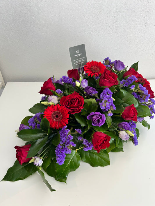 Funeral Spray Red & Purple