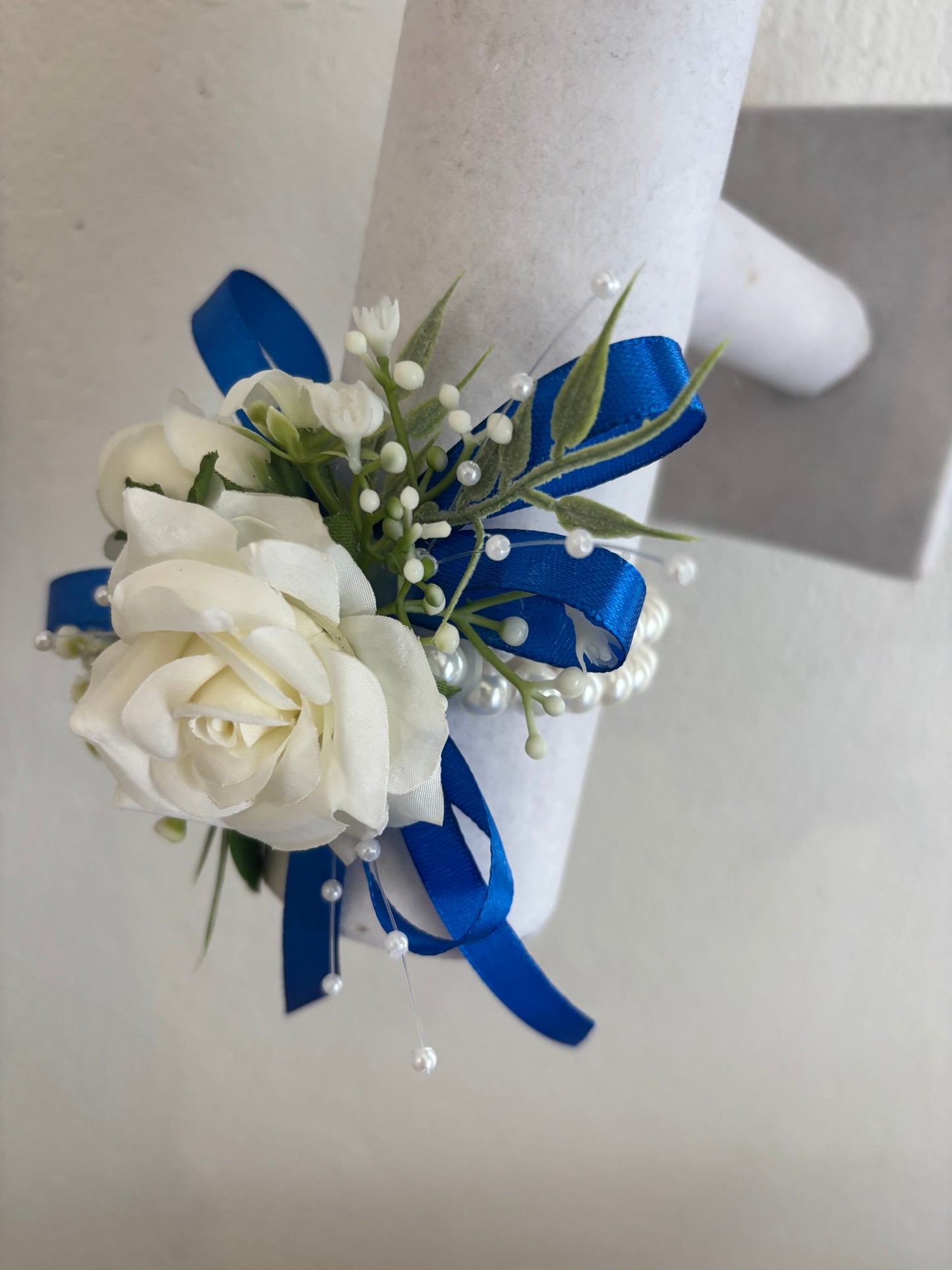 Faux Flower Corsage Royal Blue