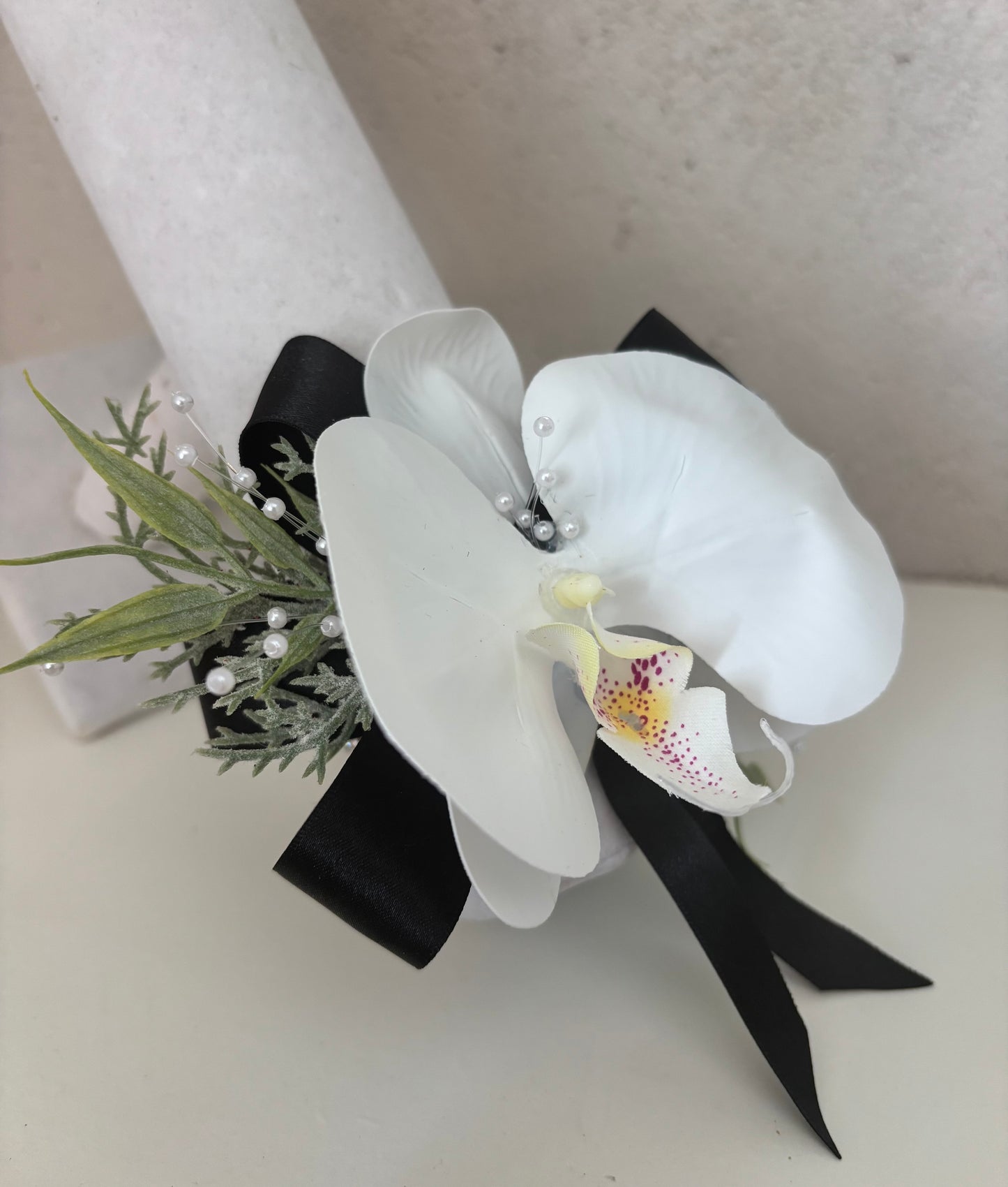Faux Flower Corsage Black Diamantè