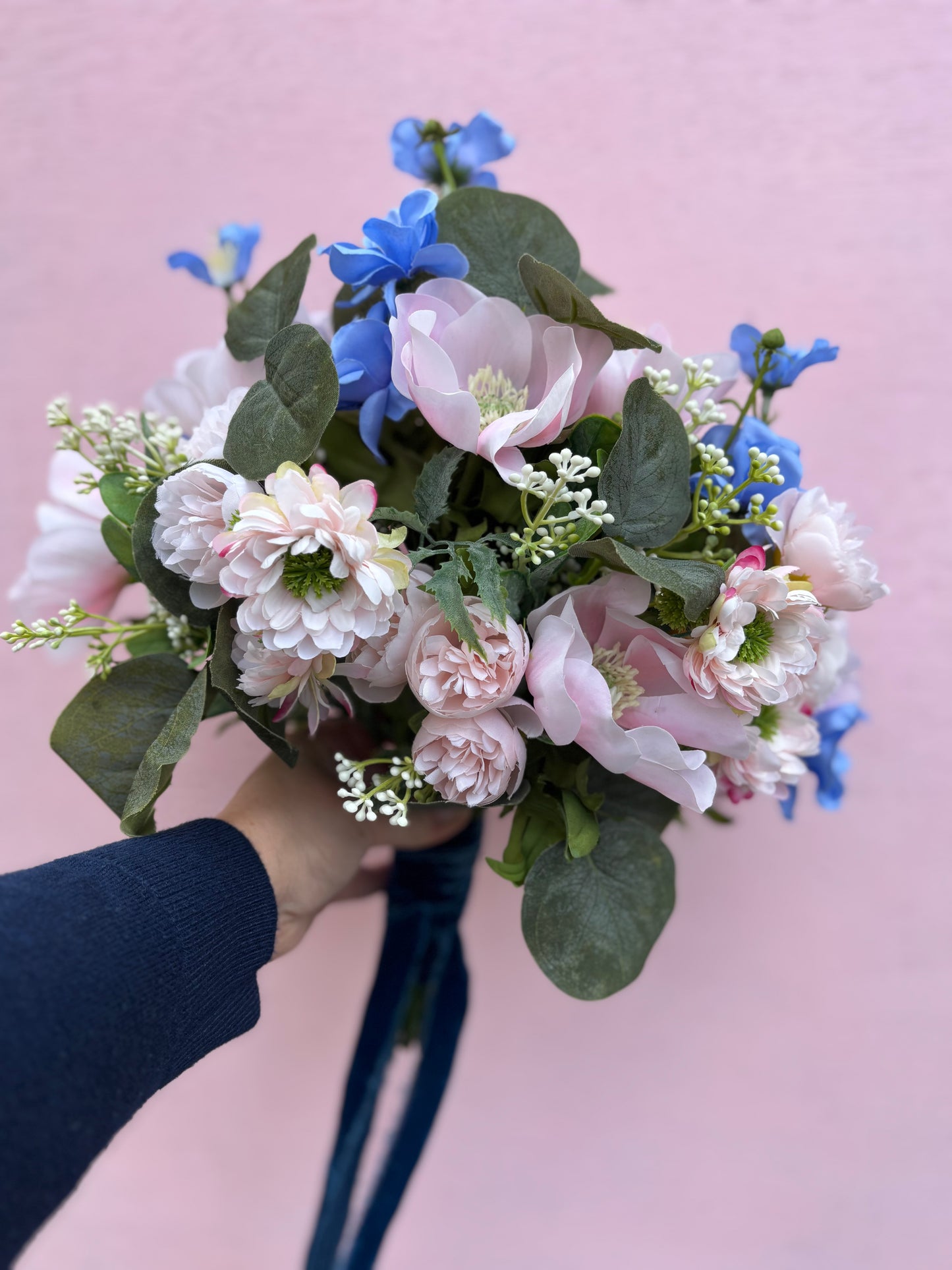 Pink & Blue Wedding Bouquet