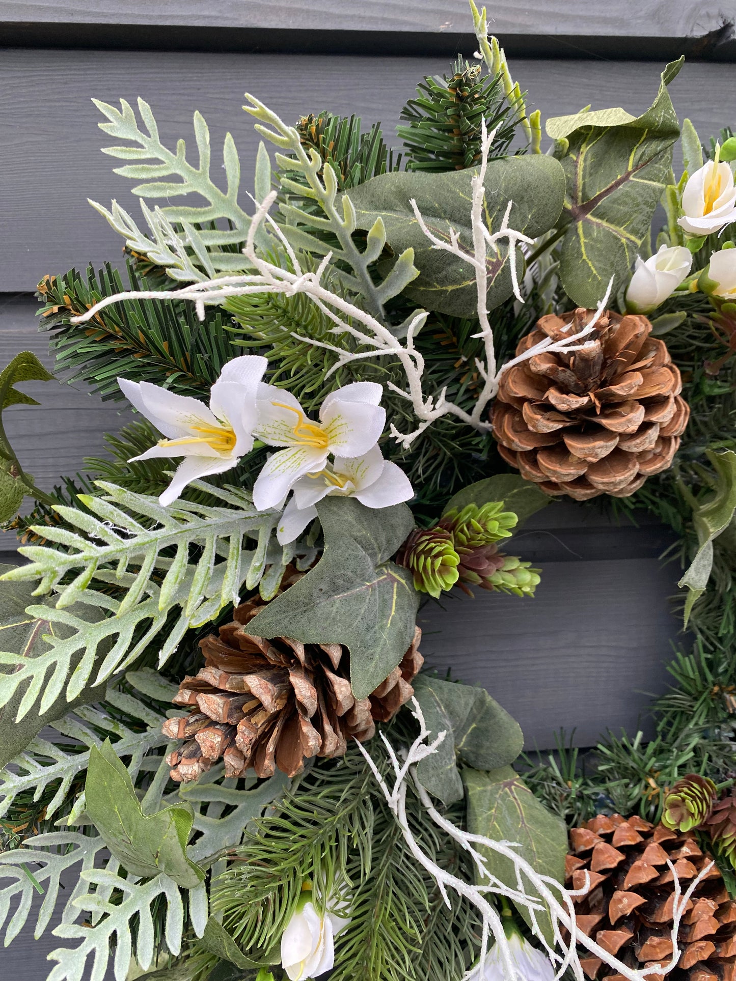 White Cones Christmas Wreath