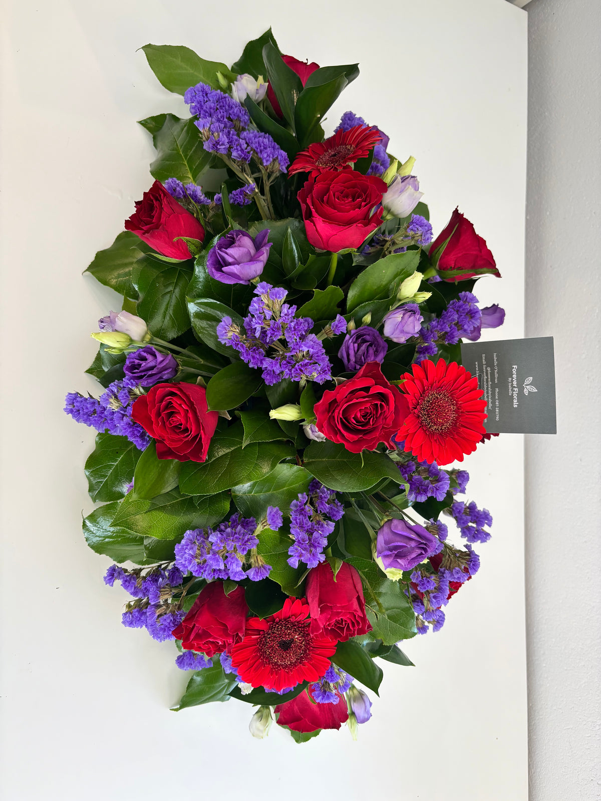 Funeral Spray Red & Purple