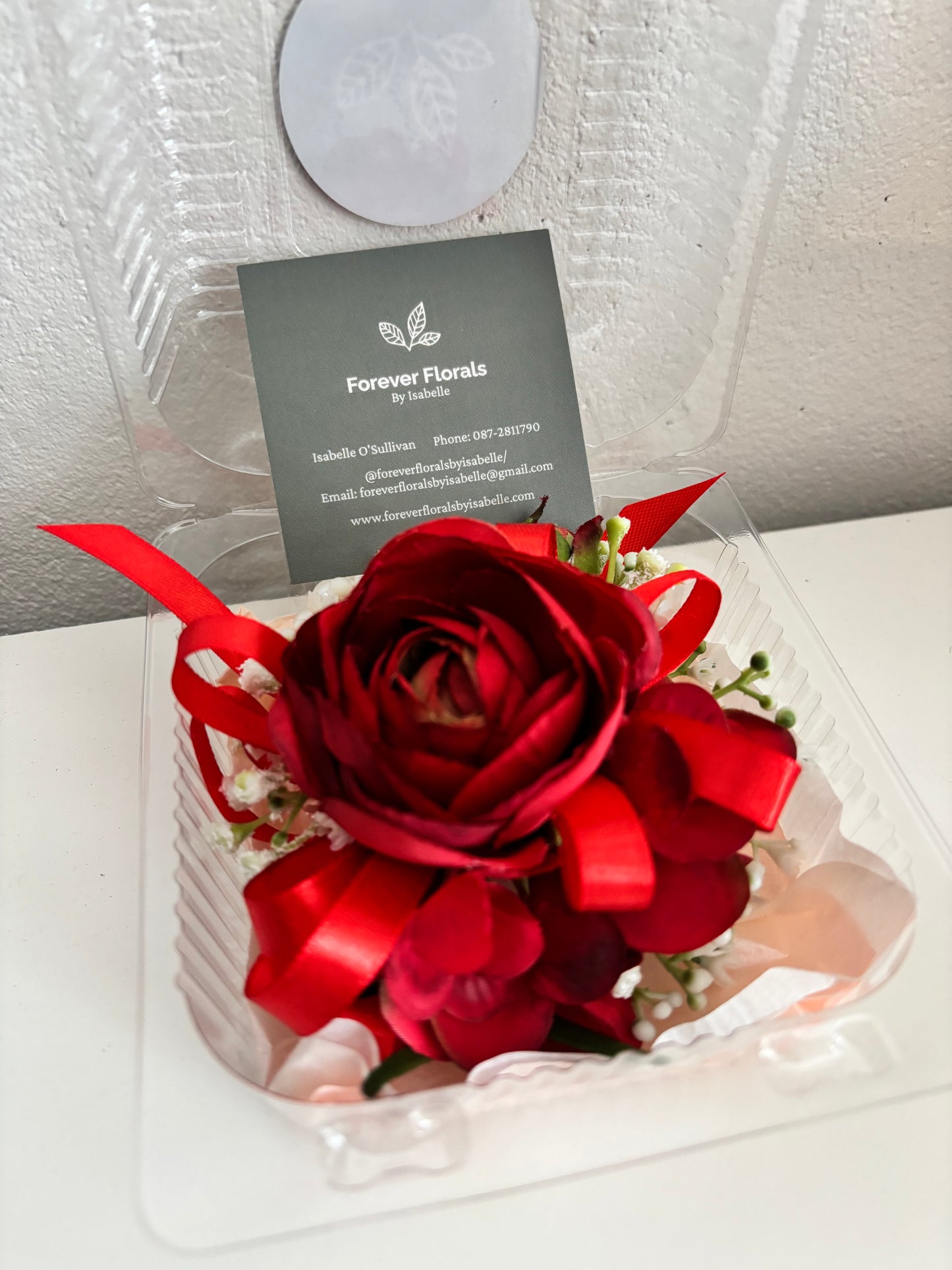 Faux Flower Corsage Red