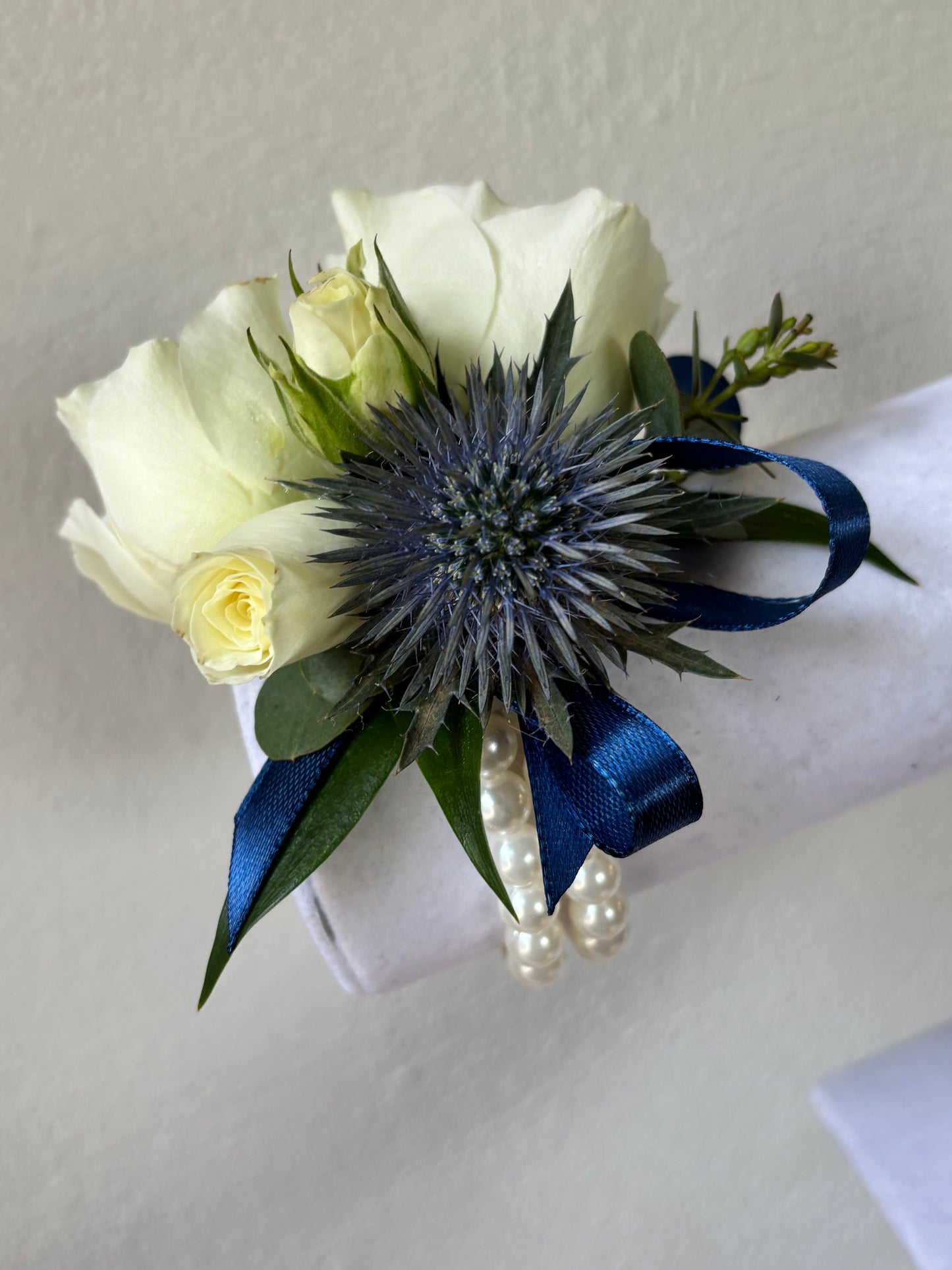 Fresh Flower Corsage Blue Thistle