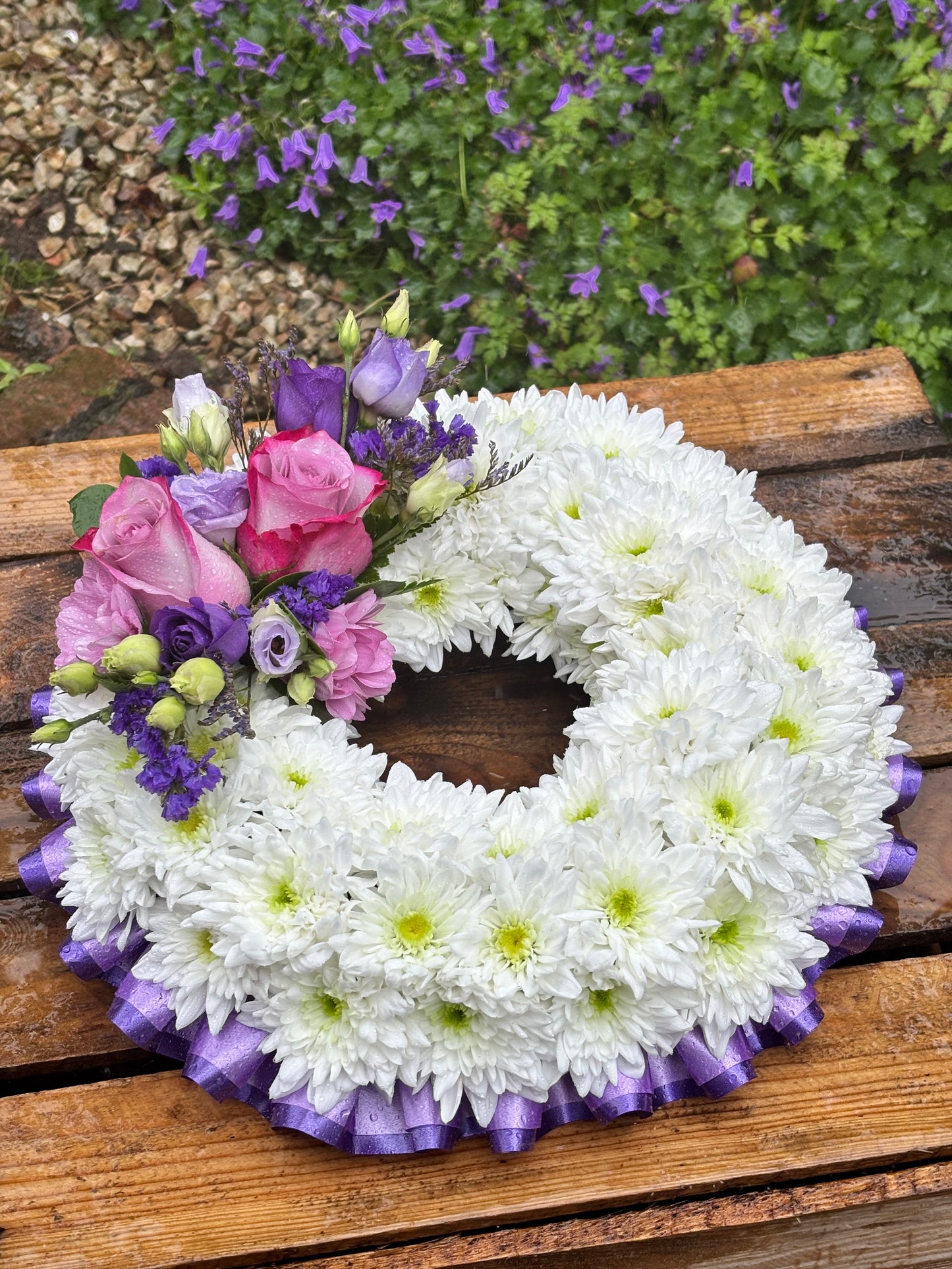 Grave Wreath with Ribbon