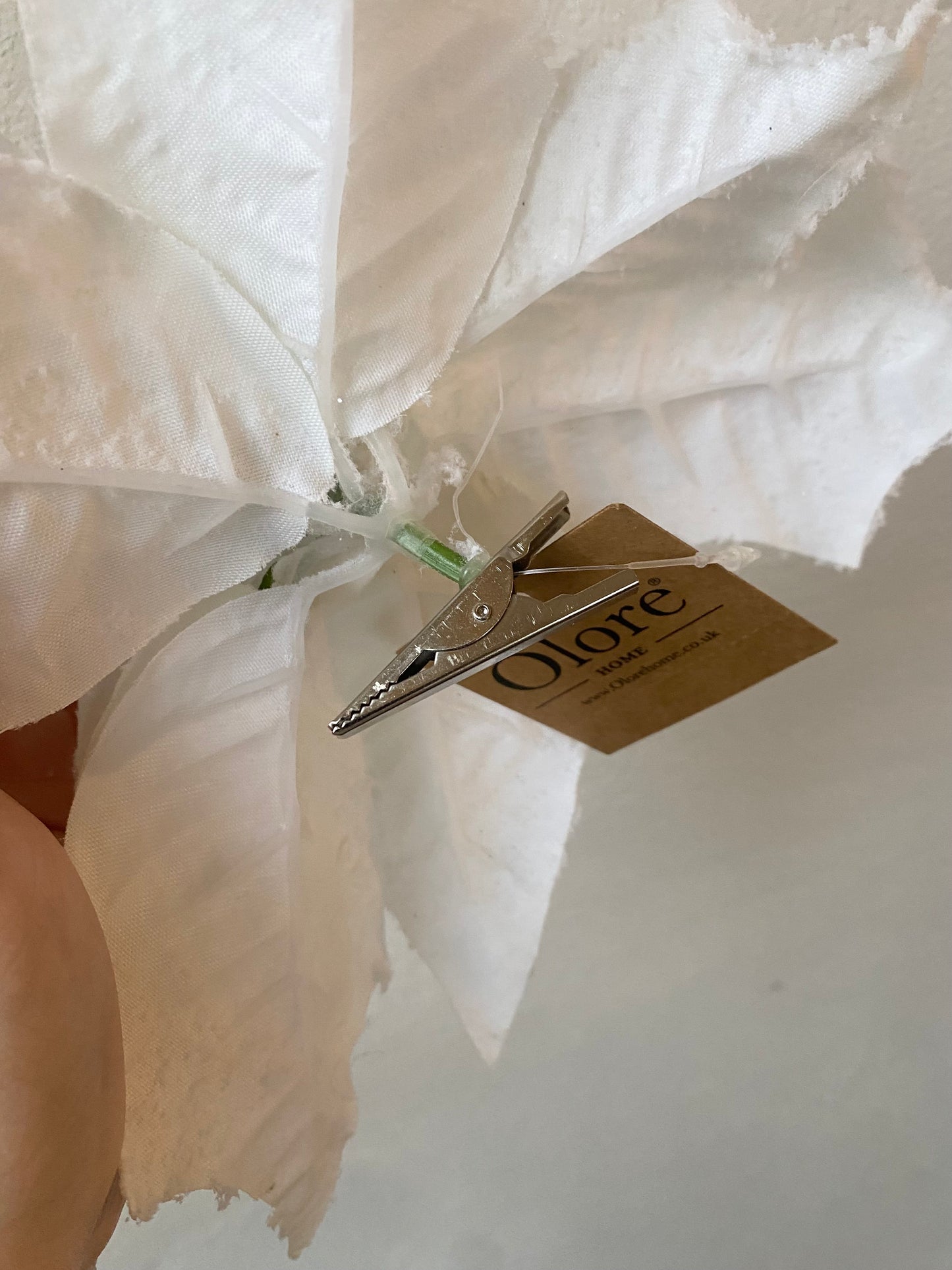 Frosted white Poinsettia Clip