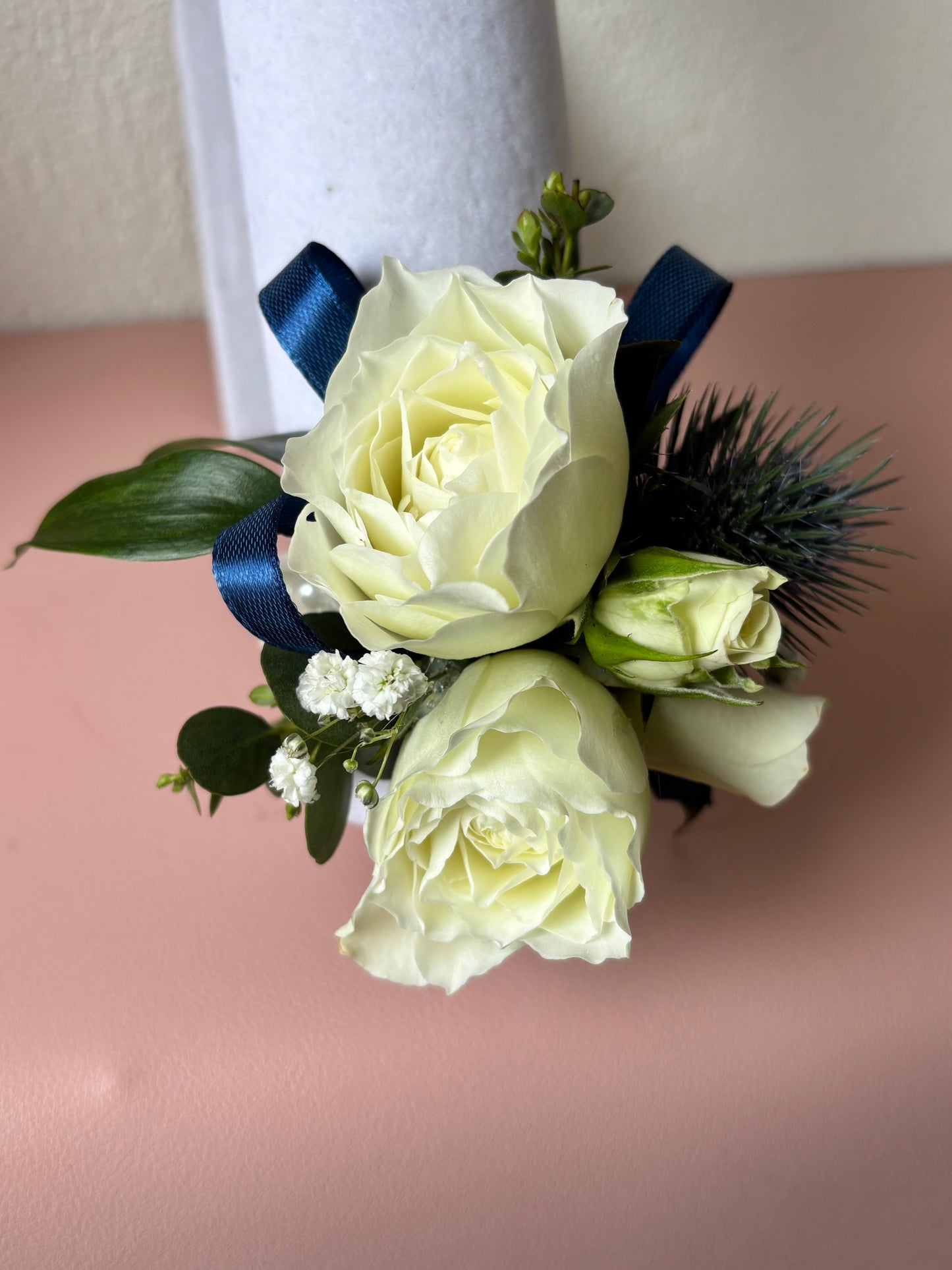 Fresh Flower Corsage Blue Thistle