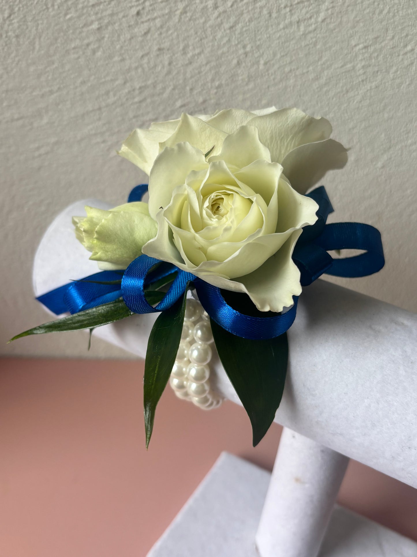 Fresh Flower Corsage Royal Blue