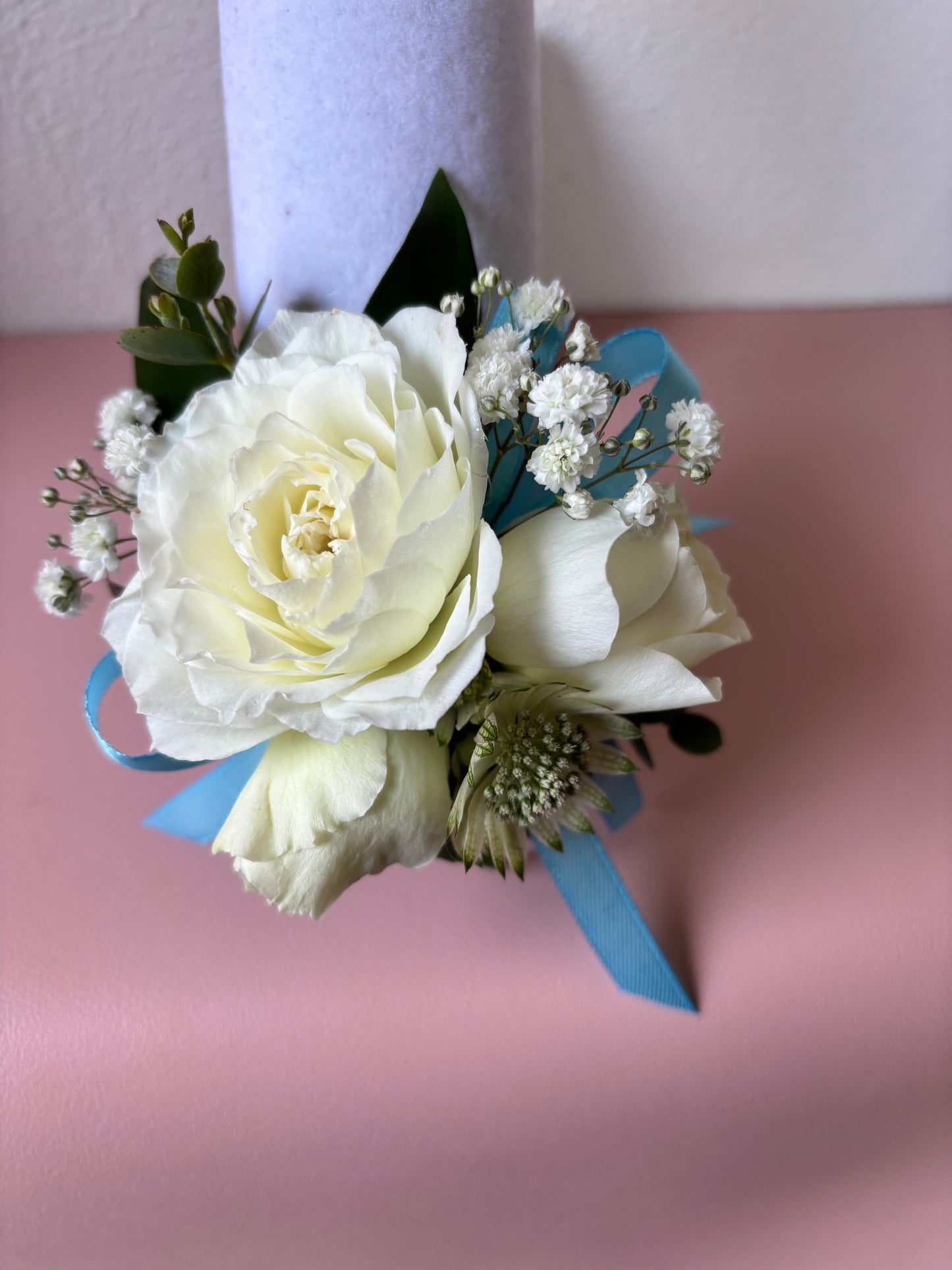 Fresh Flower Corsage Light Blue