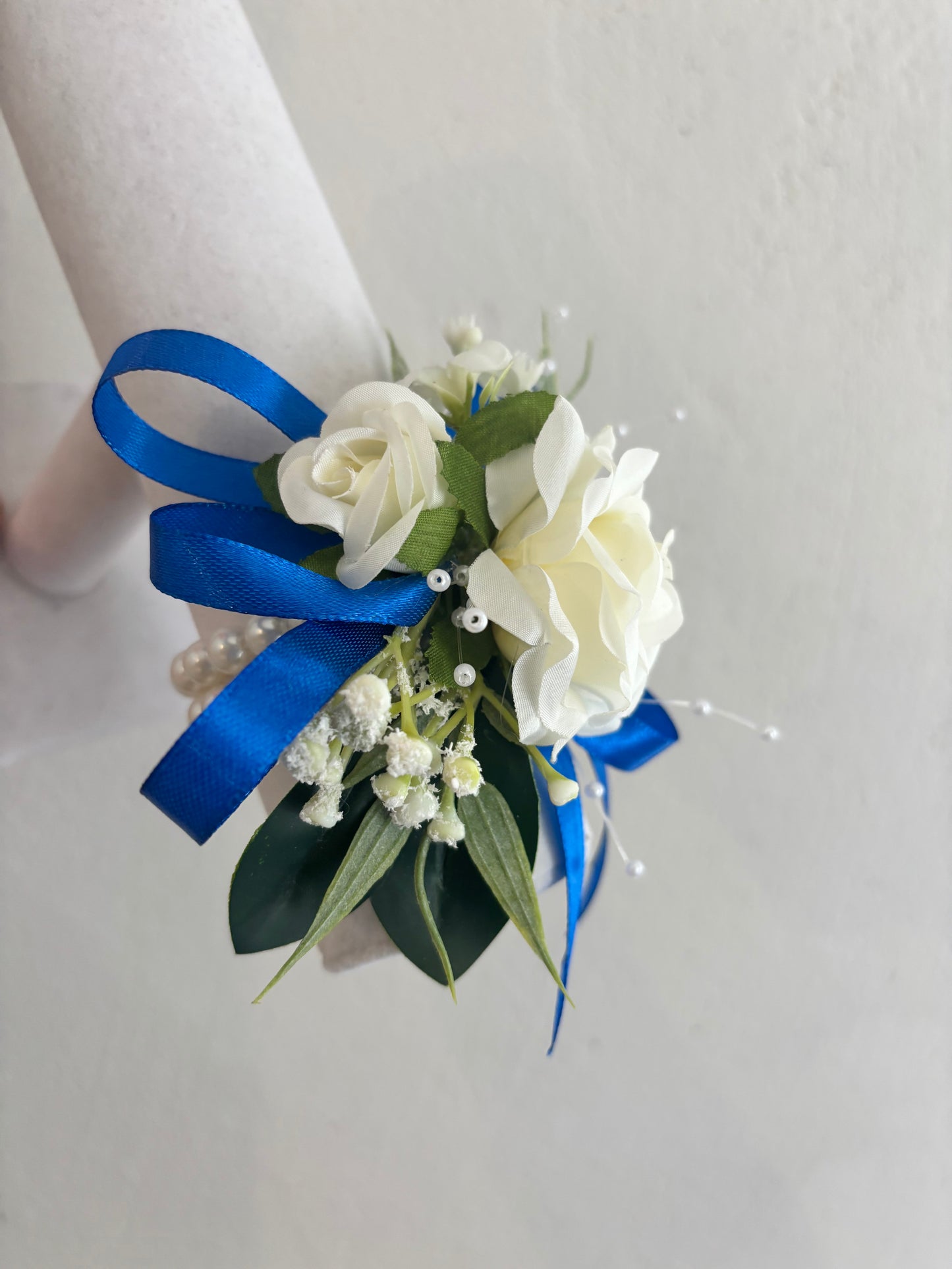 Faux Flower Corsage Royal Blue
