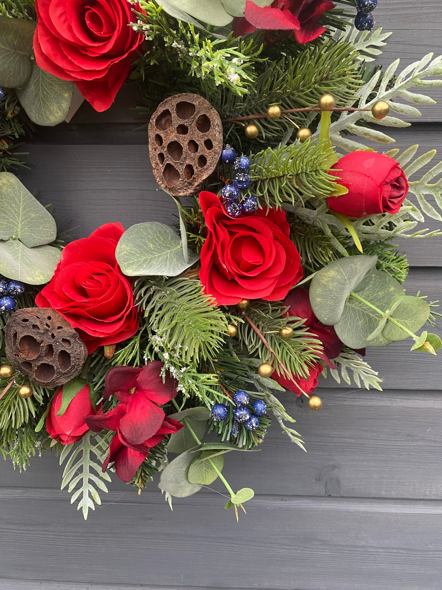 Blueberry Rose Christmas Wreath