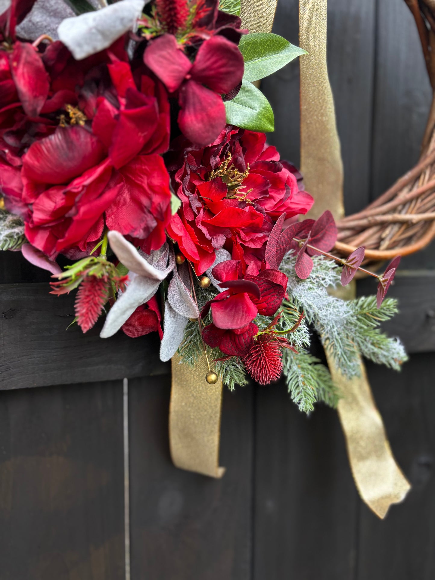 Ruby & Gold Wicker Wreath