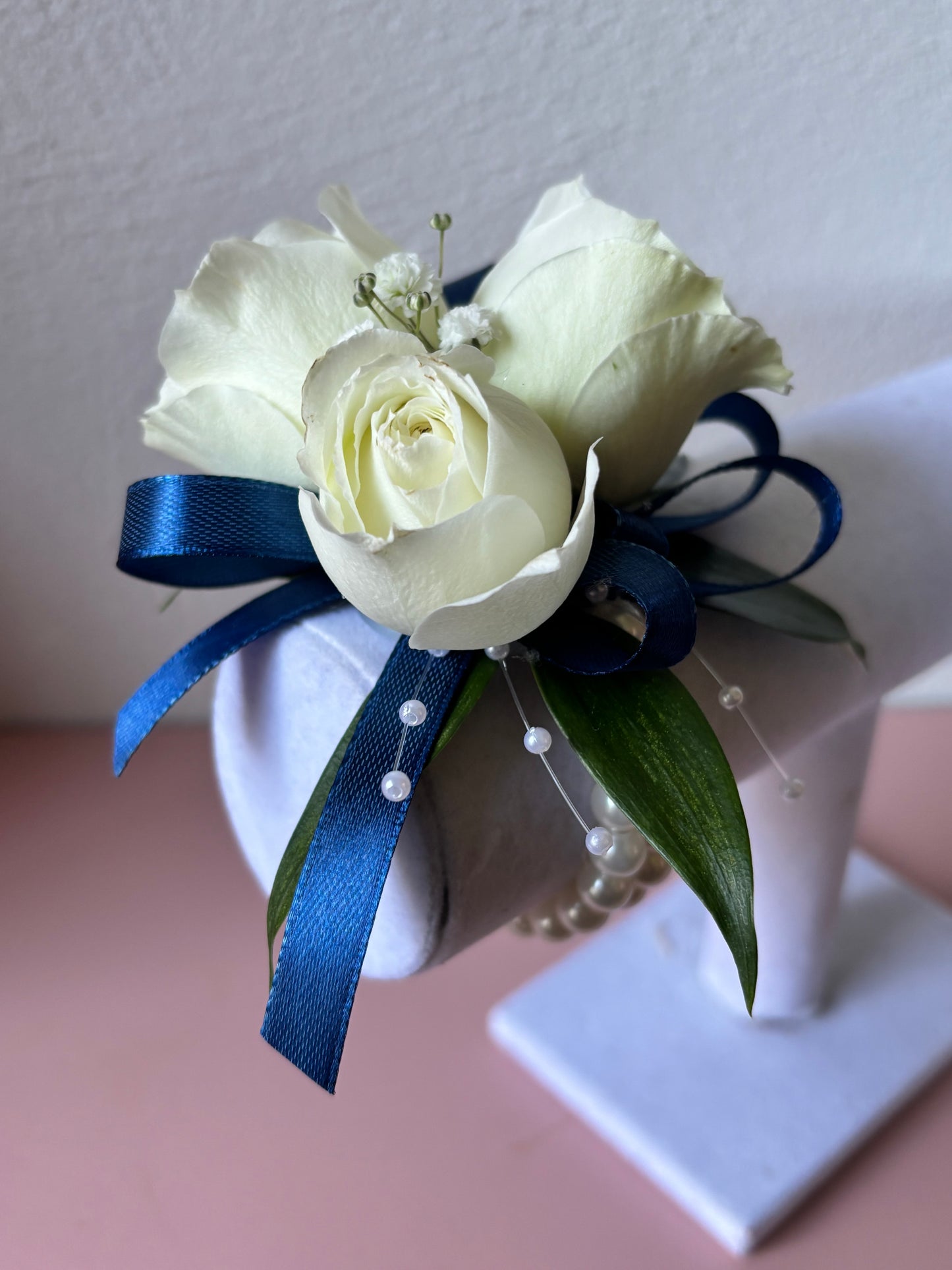 Fresh Flower Corsage Navy