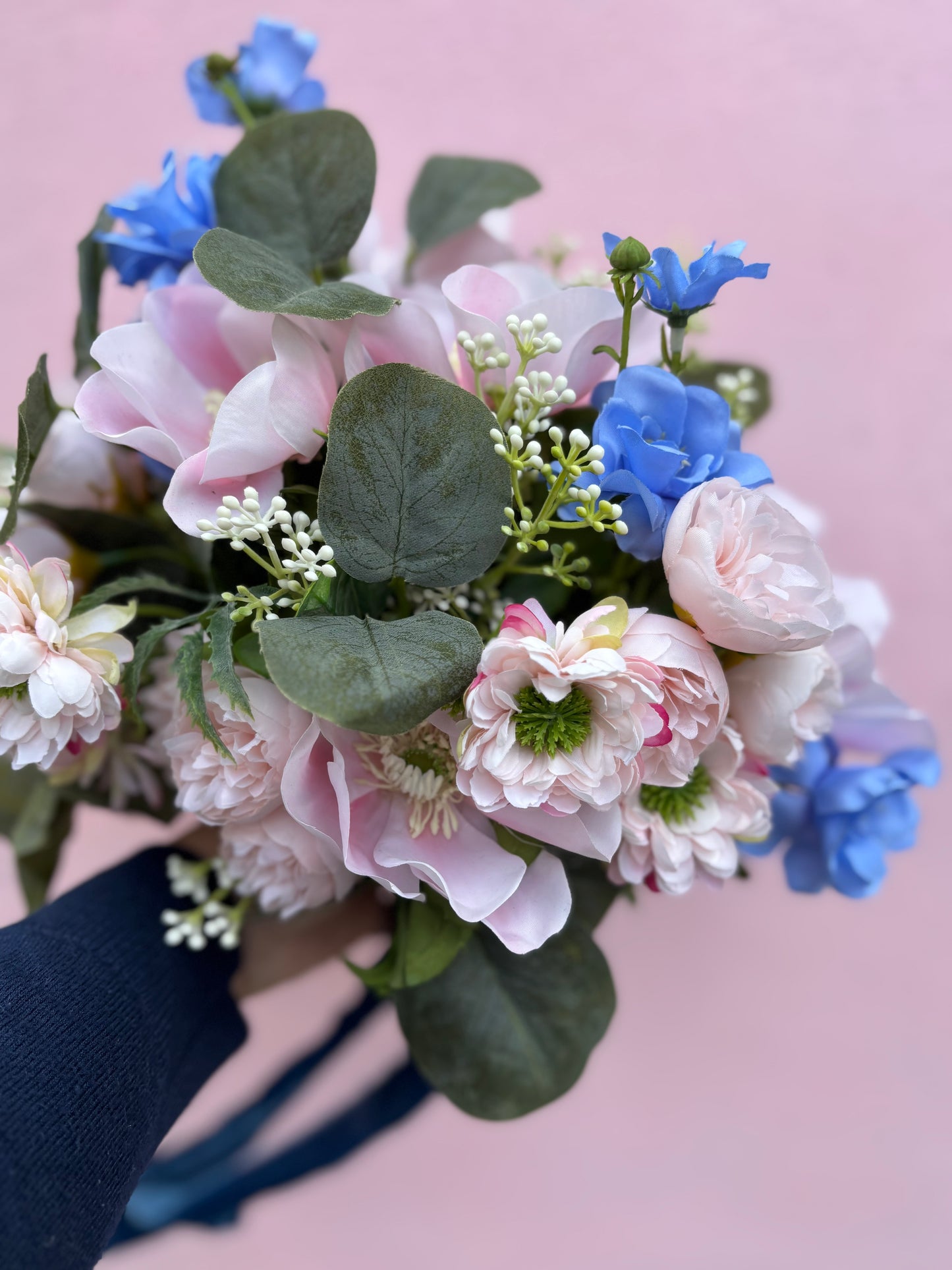 Pink & Blue Wedding Bouquet