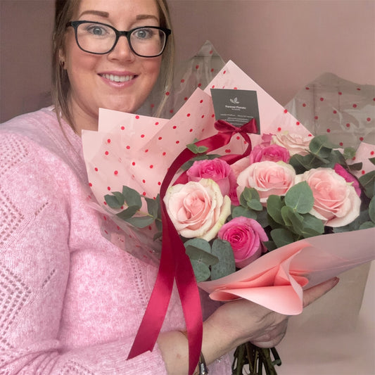 Pink Roses & Eucalyptus