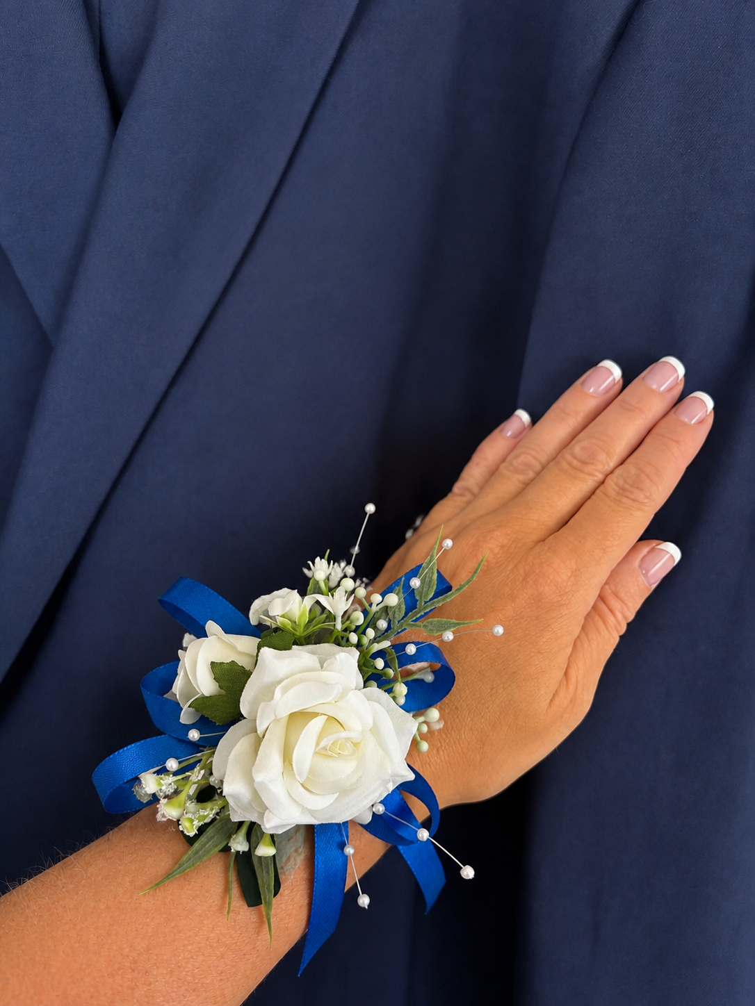 Faux Flower Corsage Royal Blue