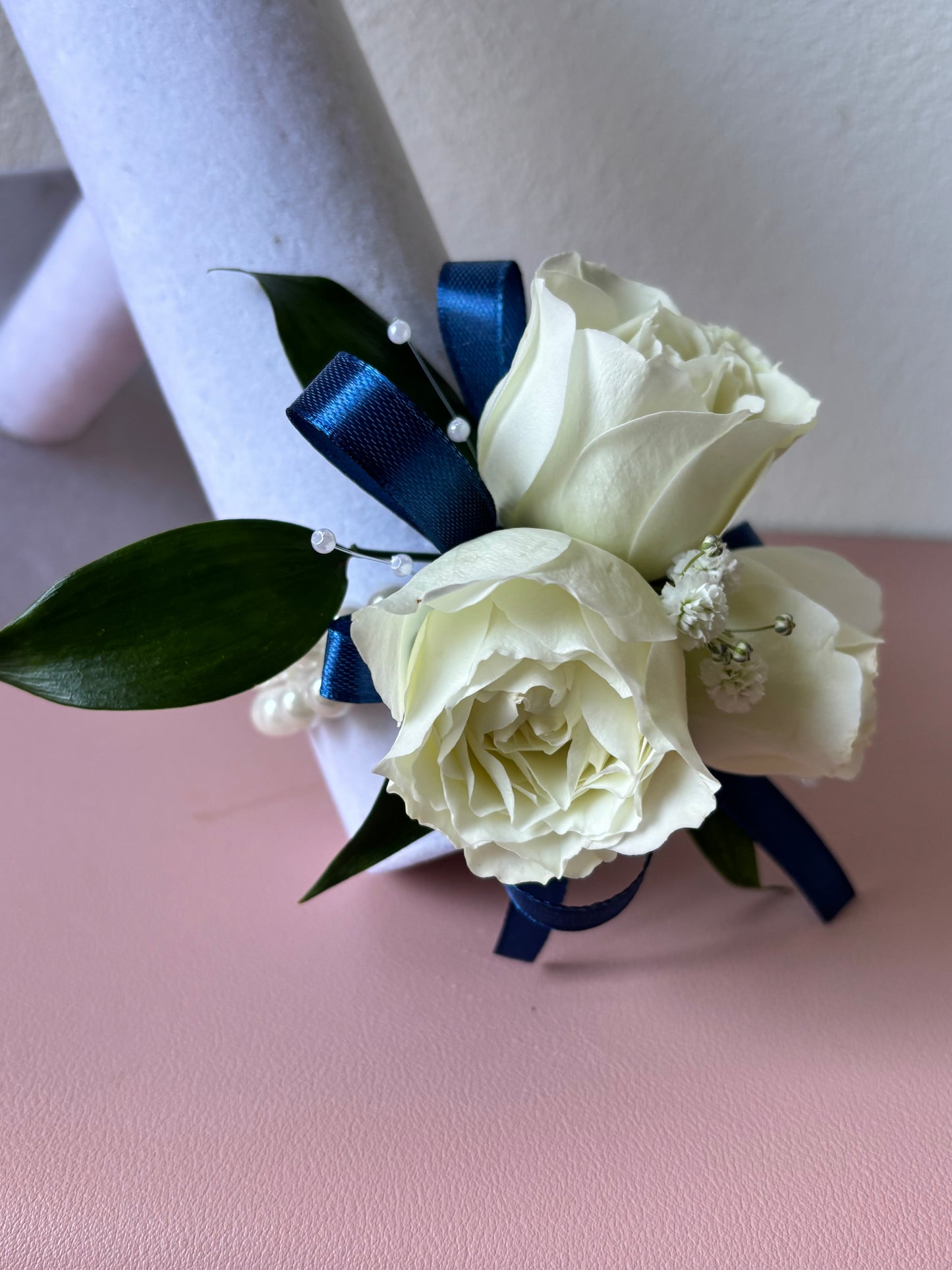 Fresh Flower Corsage Navy