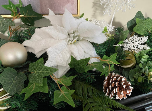 Frosted white Poinsettia Clip