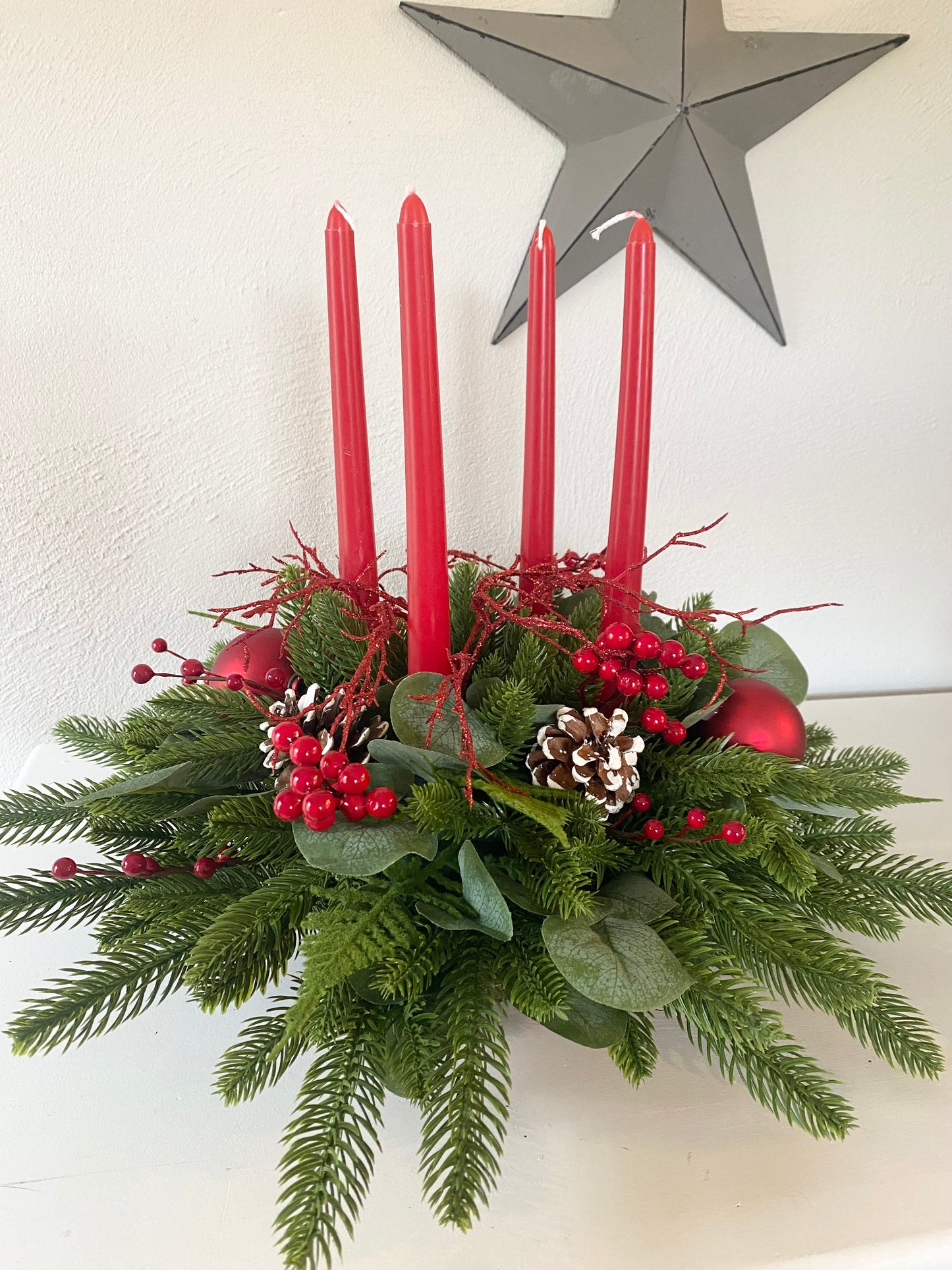 Red Christmas floral Centrepiece