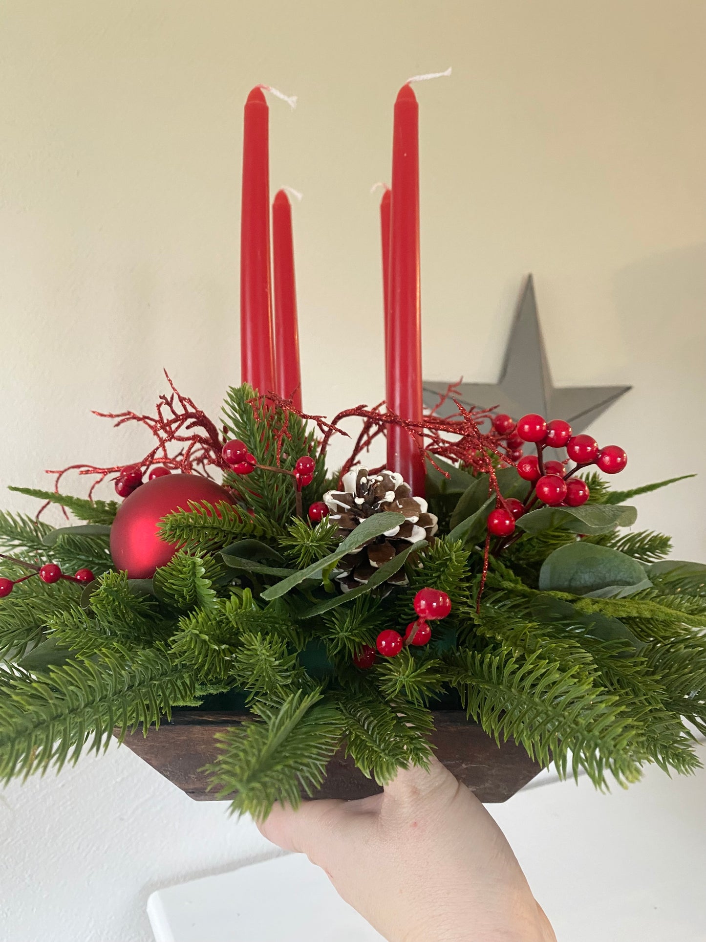 Red Christmas floral Centrepiece