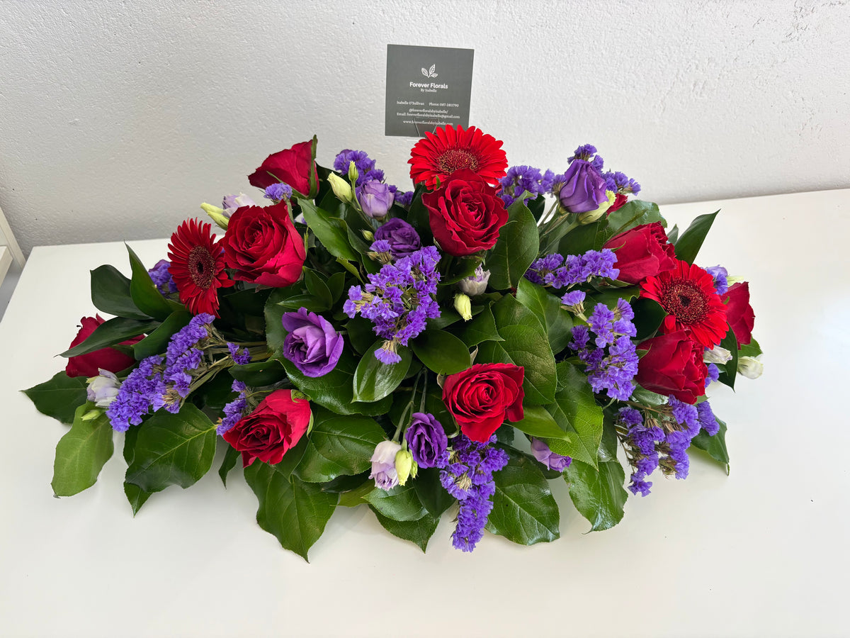 Funeral Spray Red & Purple