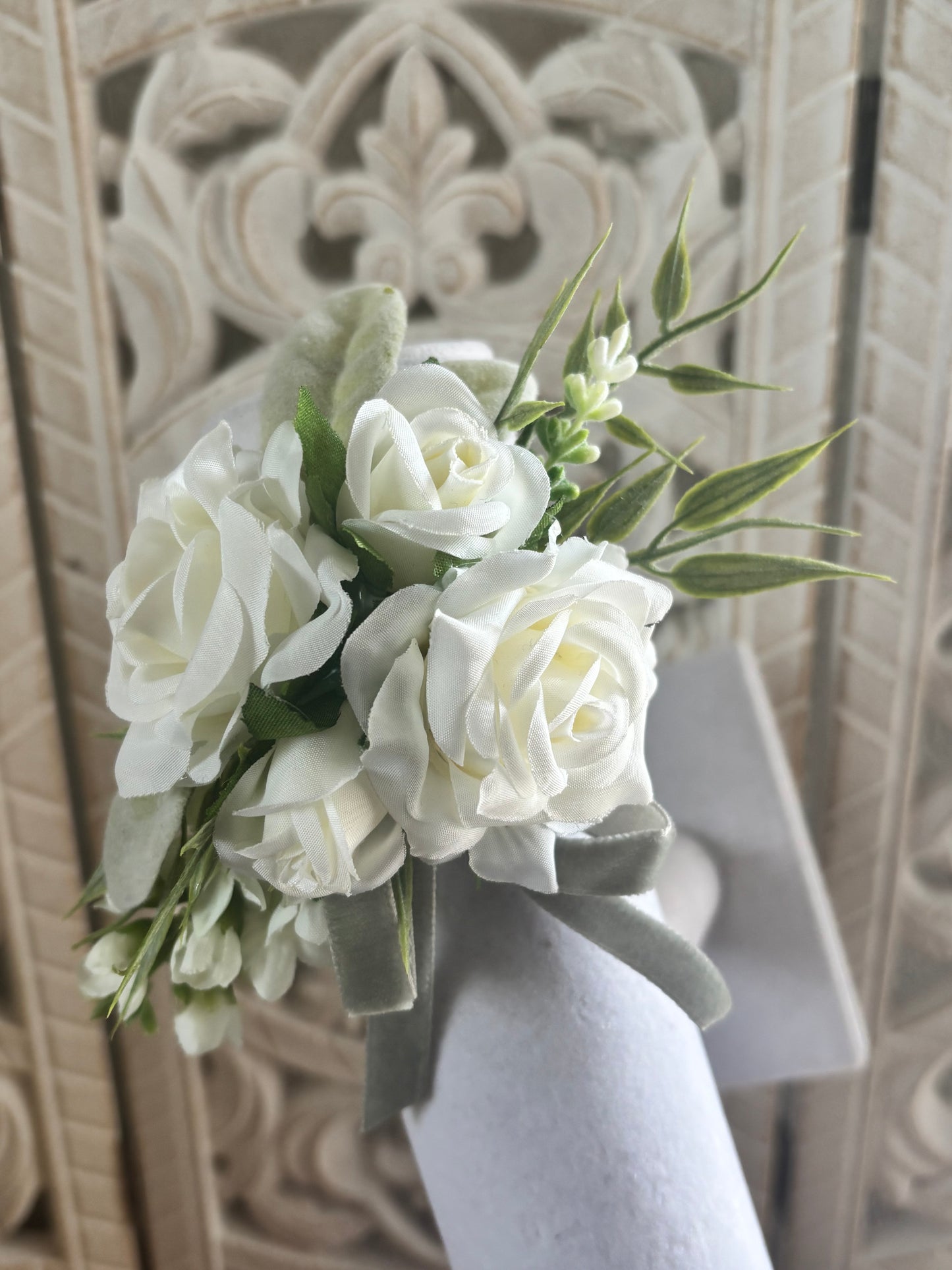 Faux Flower Corsage Mint Green