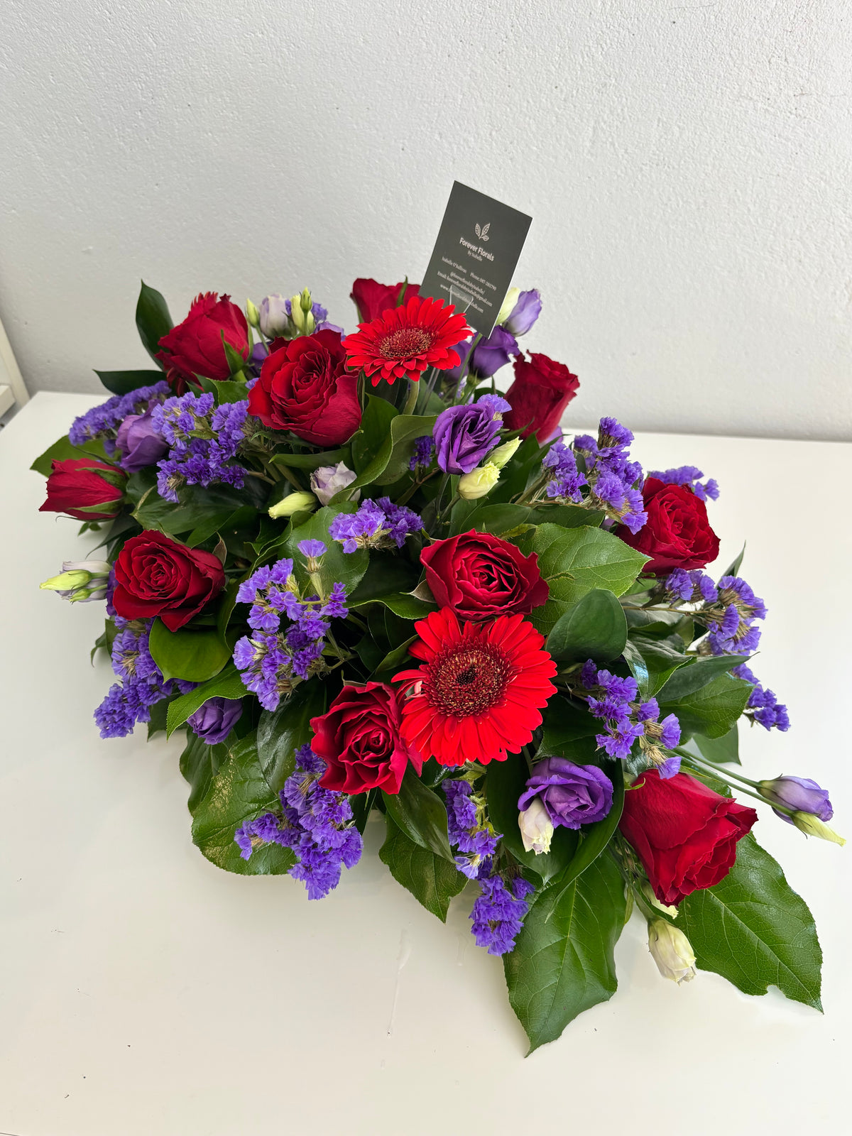Funeral Spray Red & Purple