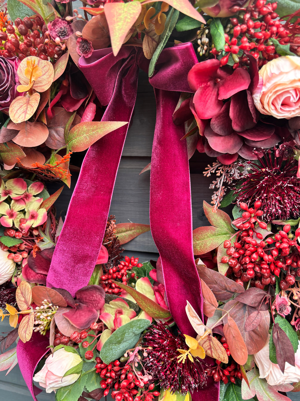 Autumn Burgundy Bloom Wreath