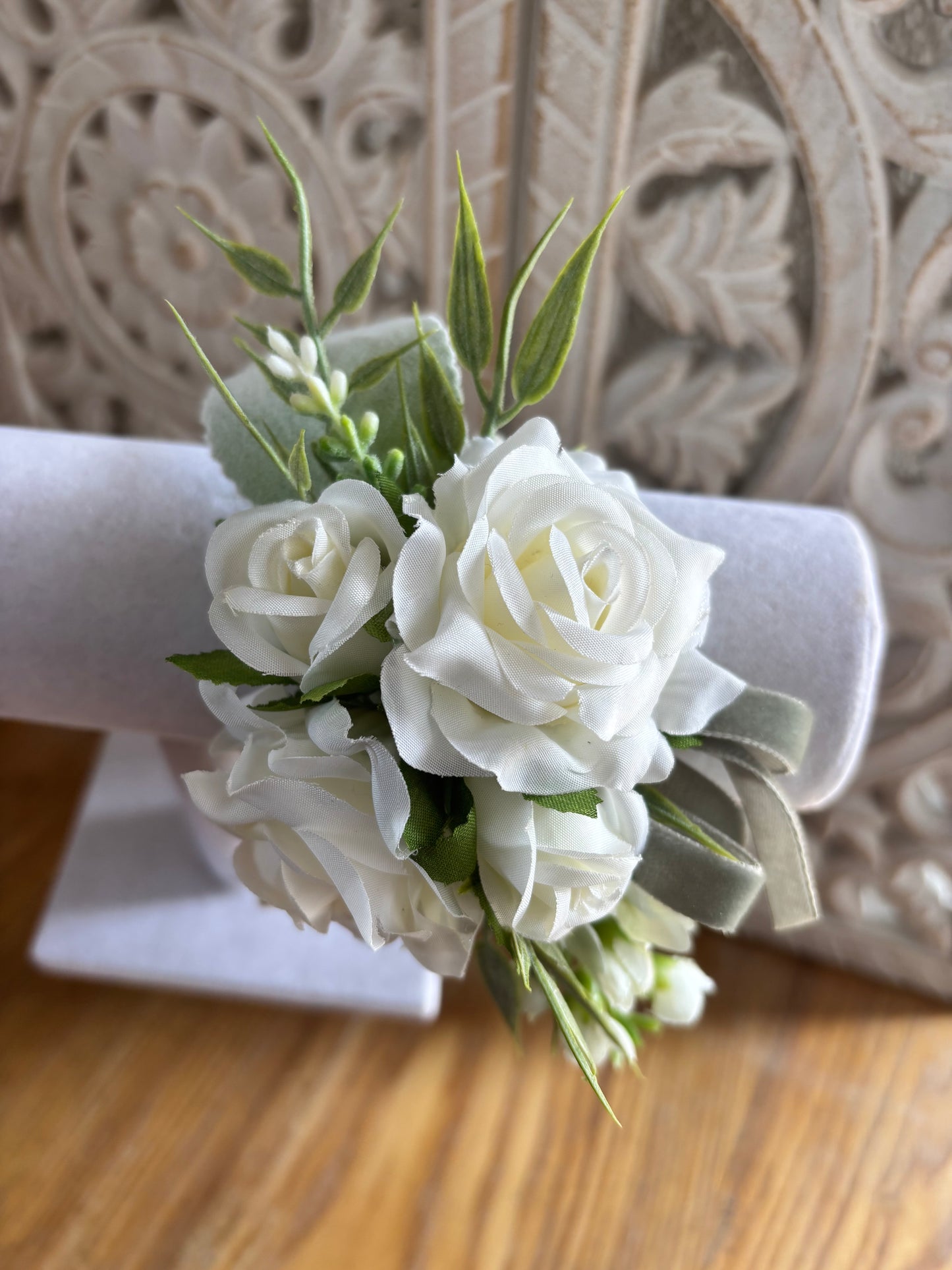Faux Flower Corsage Mint Green