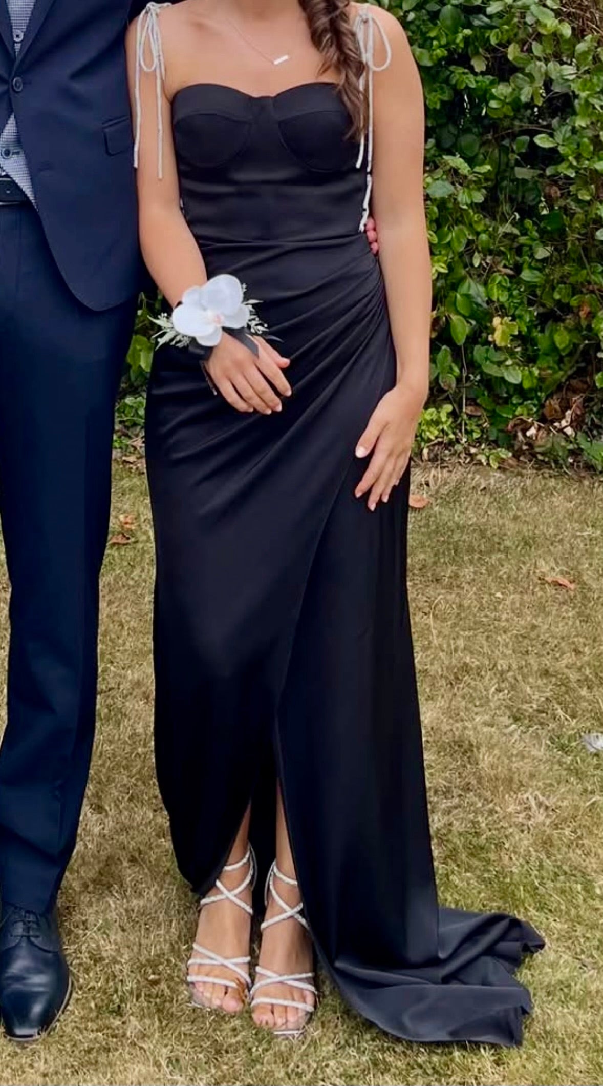 Faux Flower Corsage Black Diamantè
