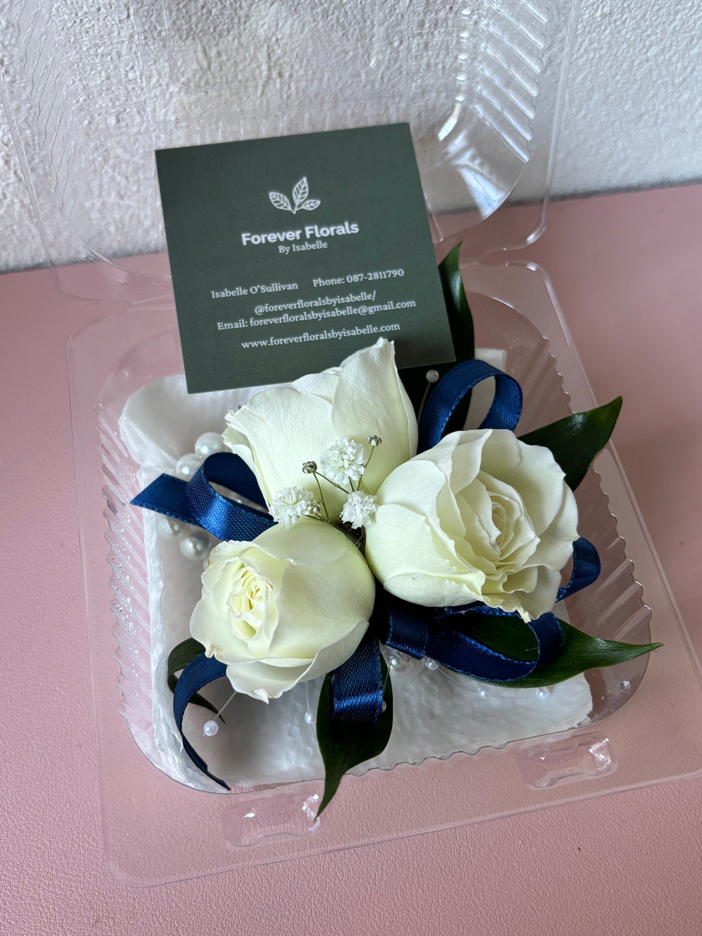 Fresh Flower Corsage Navy