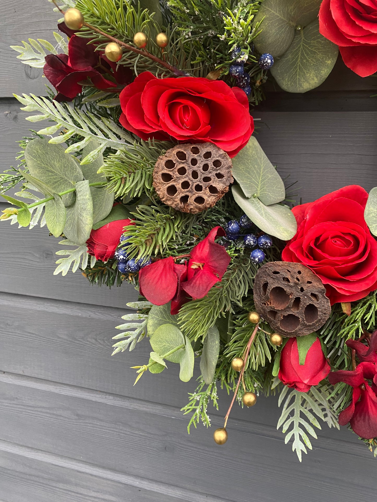 Blueberry Rose Christmas Wreath