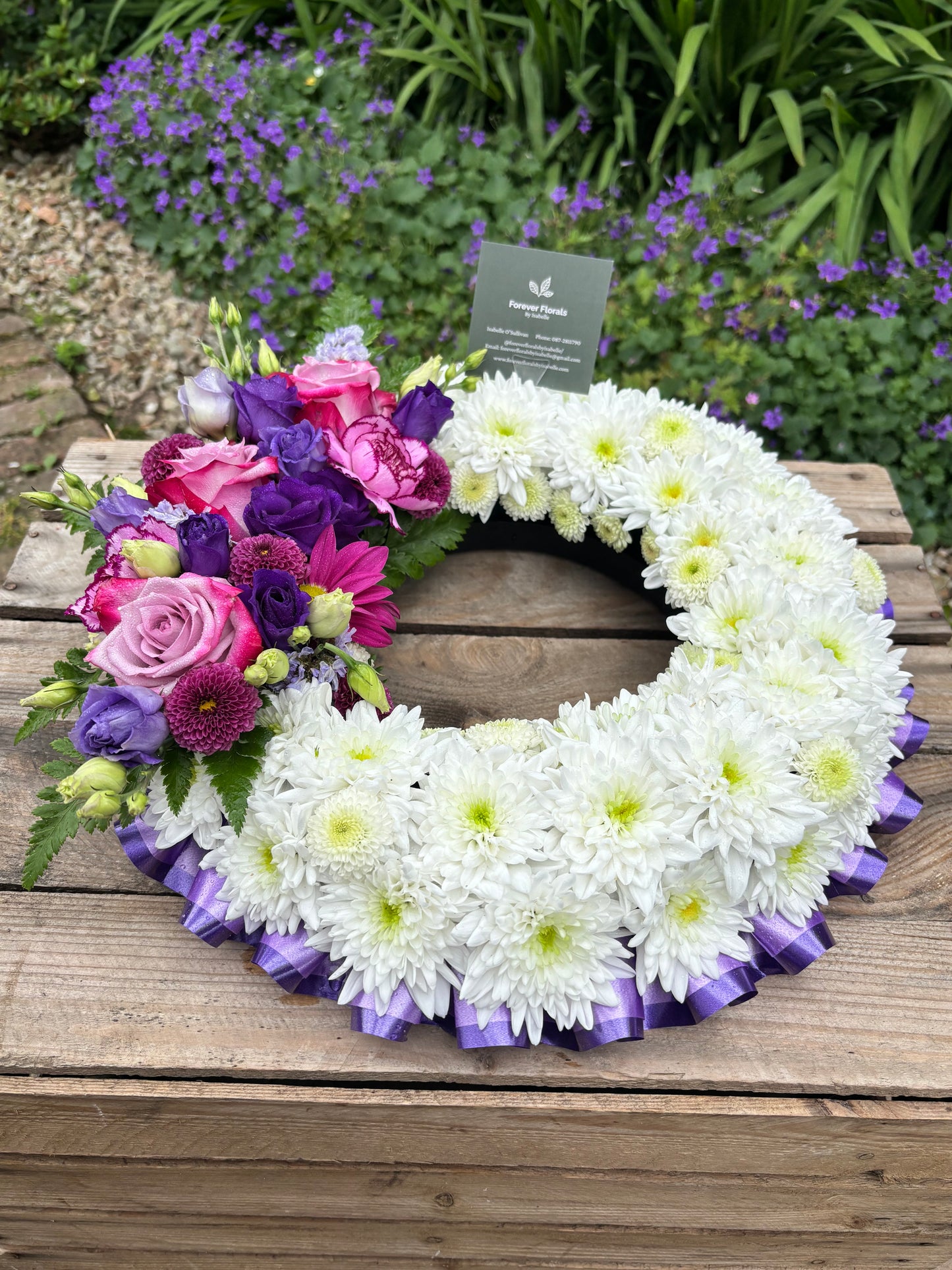 Grave Wreath with Ribbon