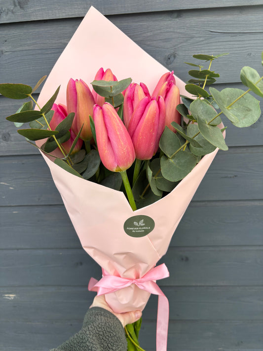 French Tulips & Eucalyptus