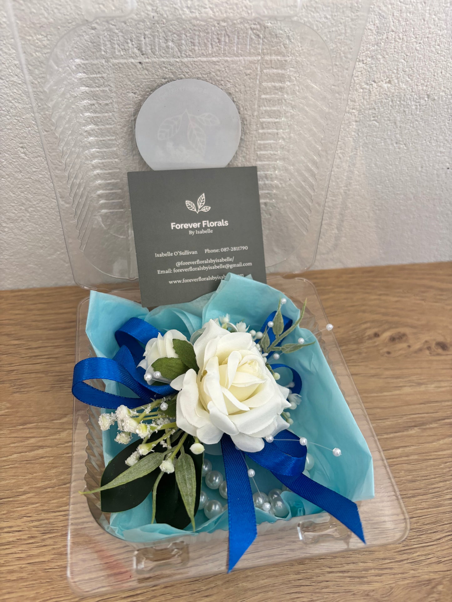 Faux Flower Corsage Royal Blue