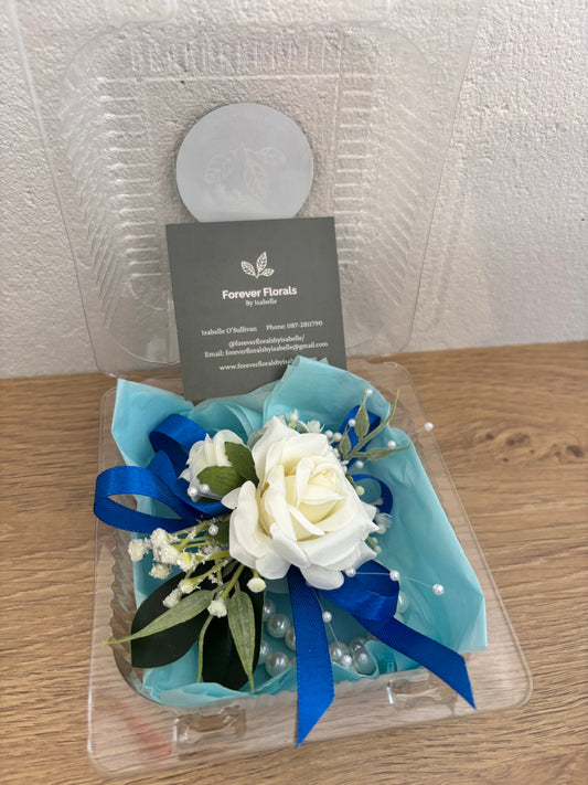 Faux Flower Corsage Royal Blue
