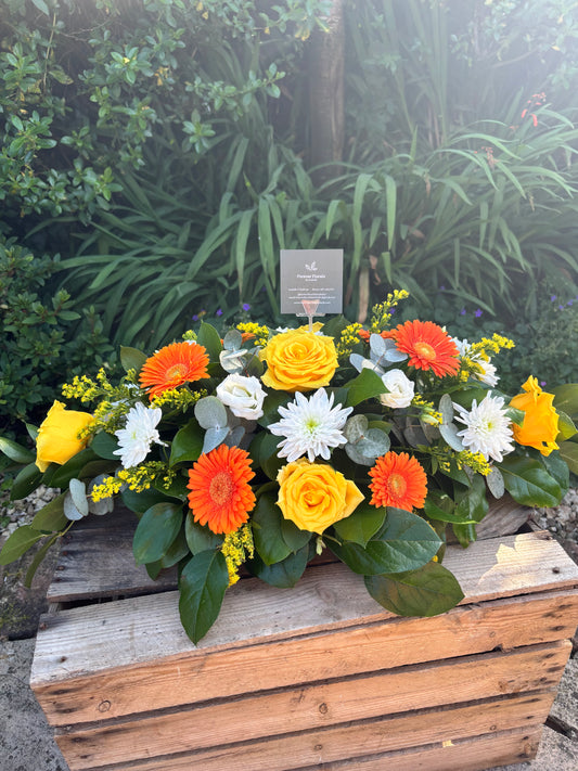 Funeral Spray Yellow & Orange