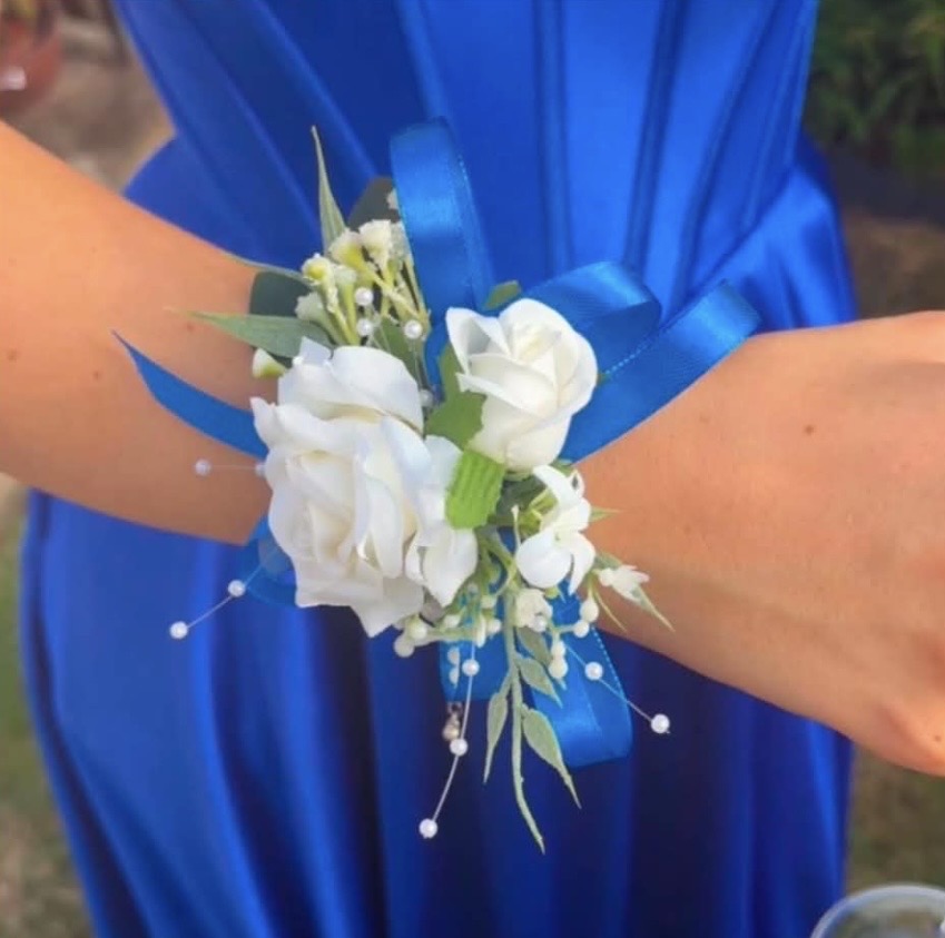 Faux Flower Corsage Royal Blue